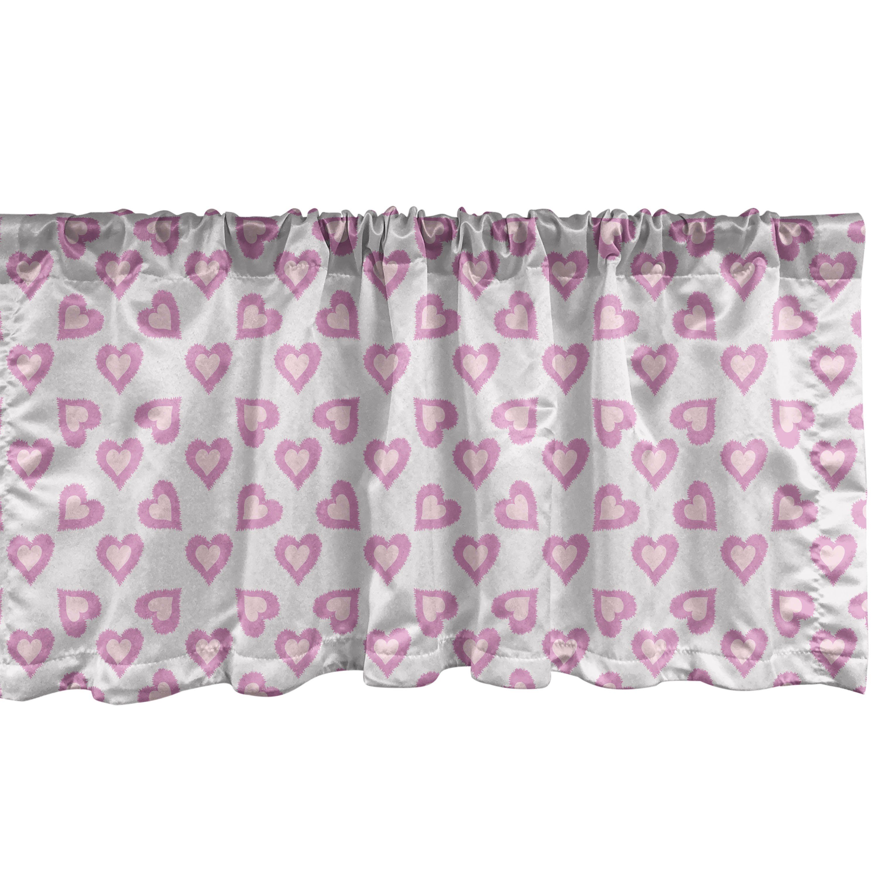 Scheibengardine Vorhang Volant für Küche Schlafzimmer Dekor mit Stangentasche, Abakuhaus, Microfaser, Valentine Liebe inspiriert Herzen