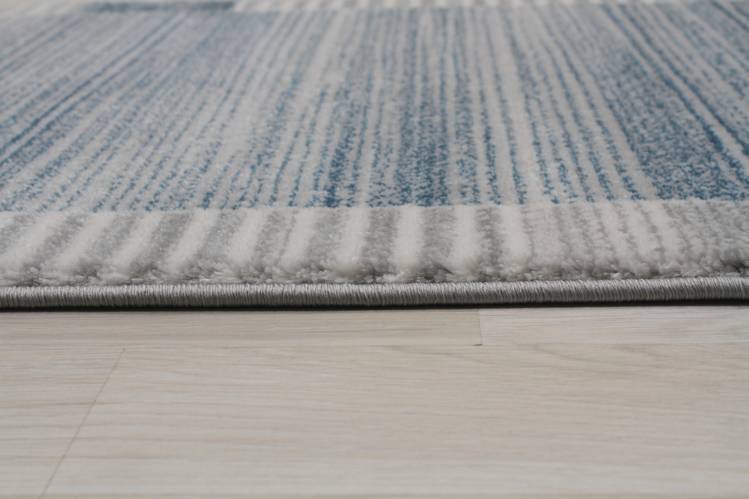 Teppich Madita, my home, rechteckig, blau mit mm, 24 für Höhe: modern, Fußbodenheizung geeignet Bordüre