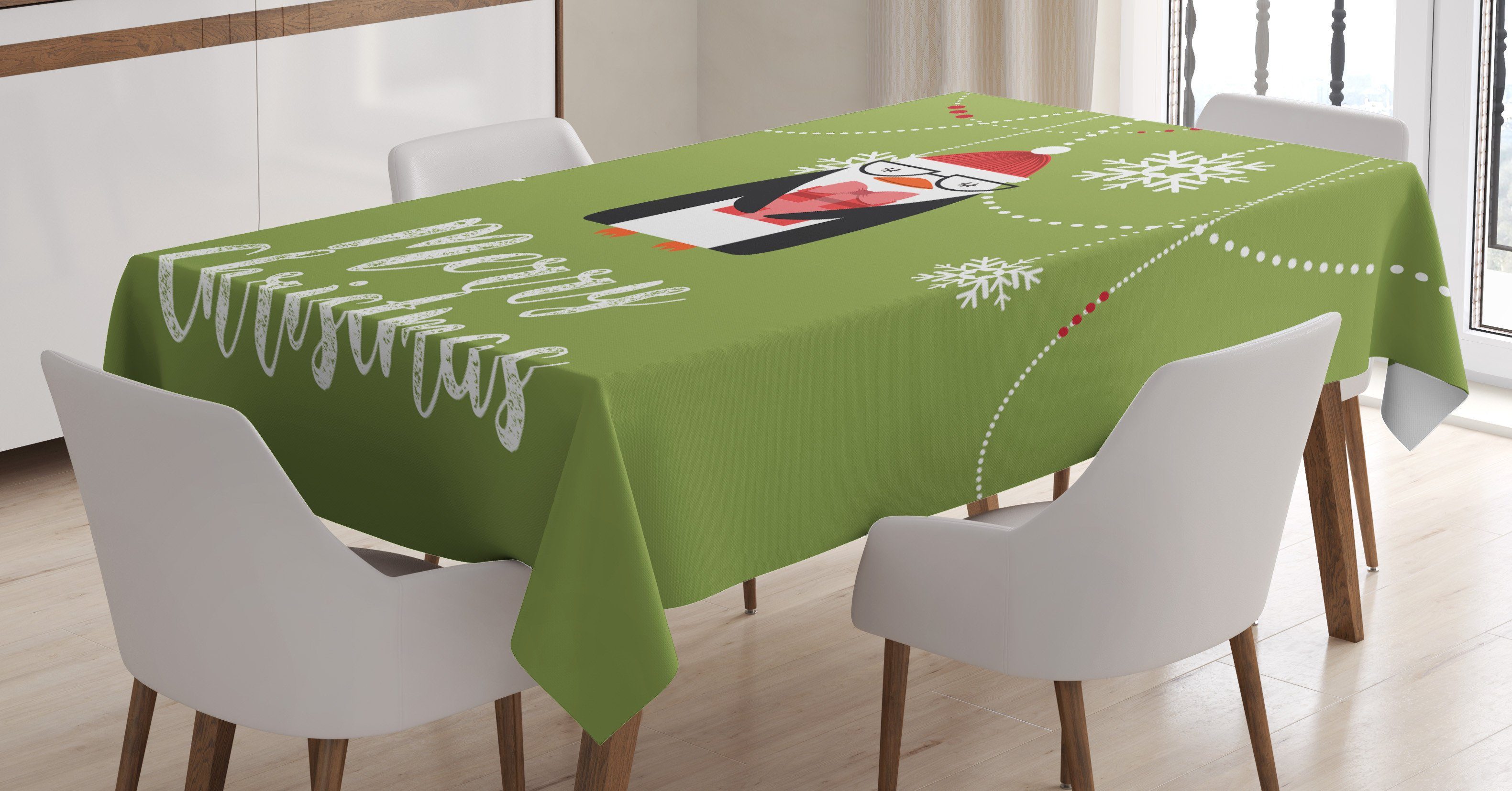 Abakuhaus Tischdecke Farbfest Farben, Außen Für Noel den Weihnachten Lustiges Klare Waschbar Bereich Nerdy geeignet Pinguin