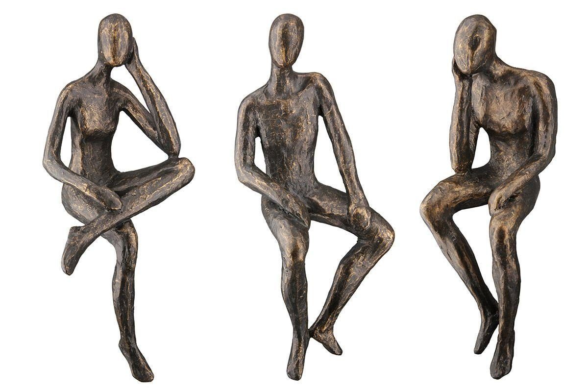 GILDE Dekoobjekt 3er Set Relax Figuren Kantensitzer Skulpturen mit Spruchanhänger