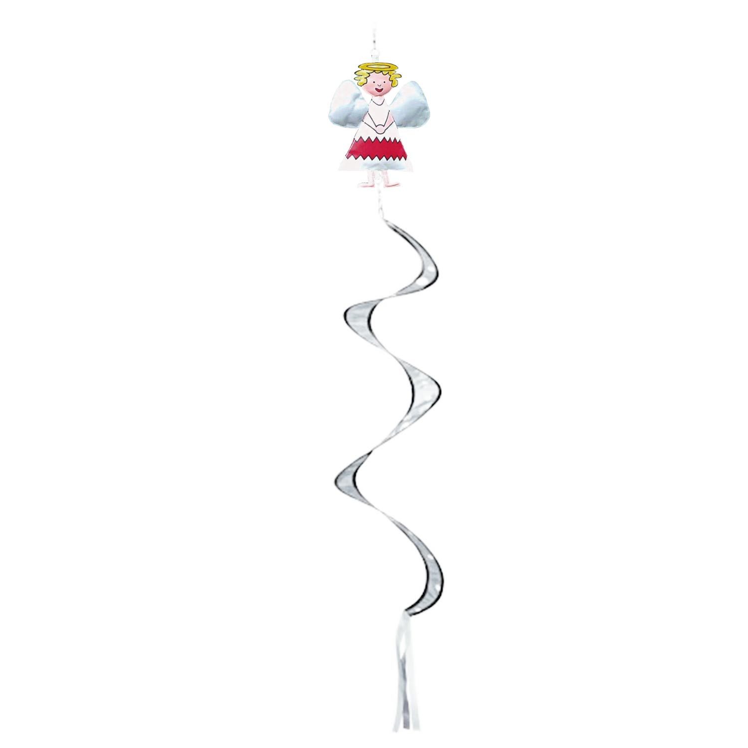 Wolkenstürmer Flug-Drache Windspirale Engel Weihnachtsdeko Outdoor, (Weißes Engel Windspiel für Terrasse und Hauseingang, 1-tlg), Hängende Angel Winterdeko mit Sternen für Garten und Balkon