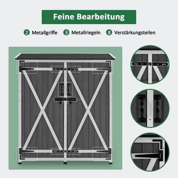 MCombo Gerätehaus M MCombo Gartenschrank Gartenhaus 0707, Holz Wetterfest Klein Outdoor Außenbereich 122×60×137cm