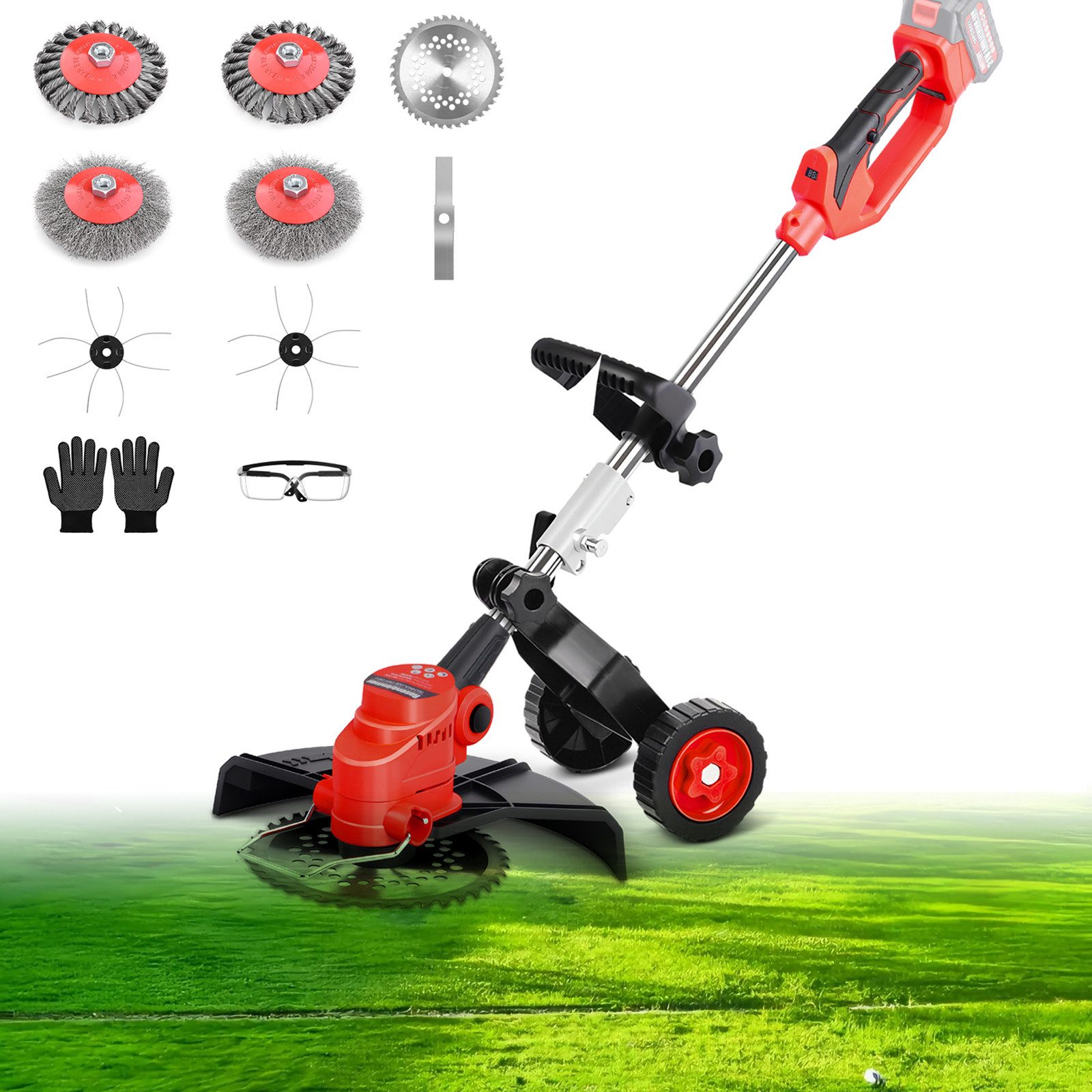 XERSEK Elektro-Rasentrimmer 800W Akkurasenmäher 5Messer Akku günstig online kaufen