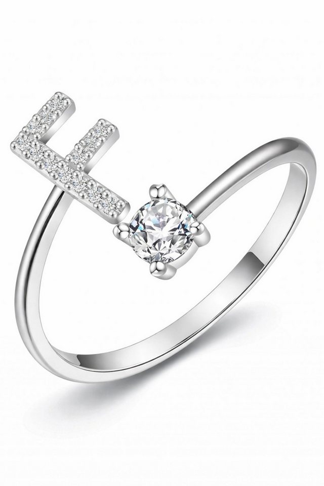 S&T Design Fingerring Buchstaben Ring Damen 14K Gold Vergoldet Silber Verstellbar Wasserfest (Goldring Geschenke für Frauen Freundin Mädchen Schmuck, 1-tlg., Buchstabenring), Damenring langlebigem Edelstahl Verstellbare Größe 50 - 60 Modeschmuck