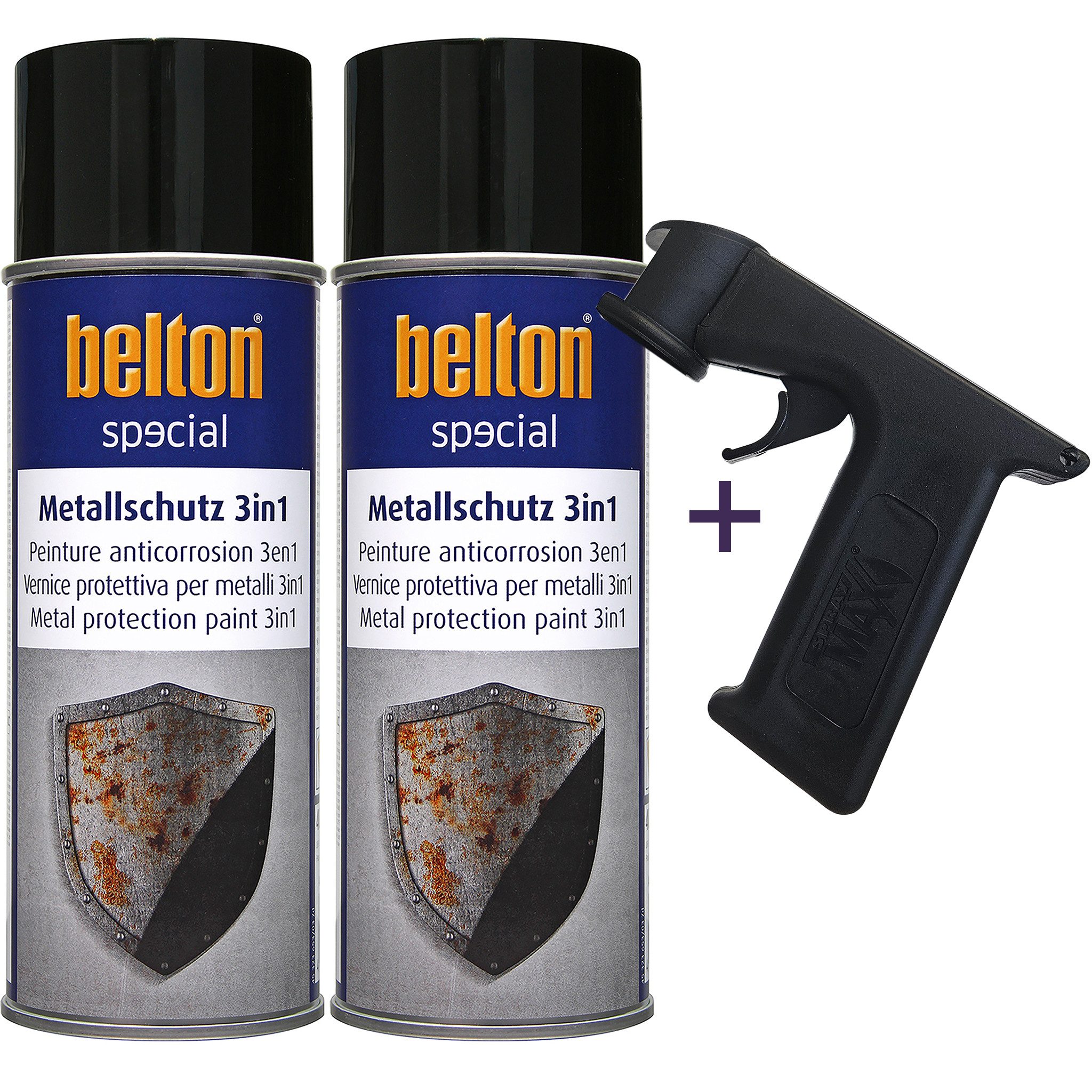 ECI Tools Metallschutzlack 2x Belton Metallschutzlack 3in1 400 ml incl. Handgriff, Farbiger Decklack