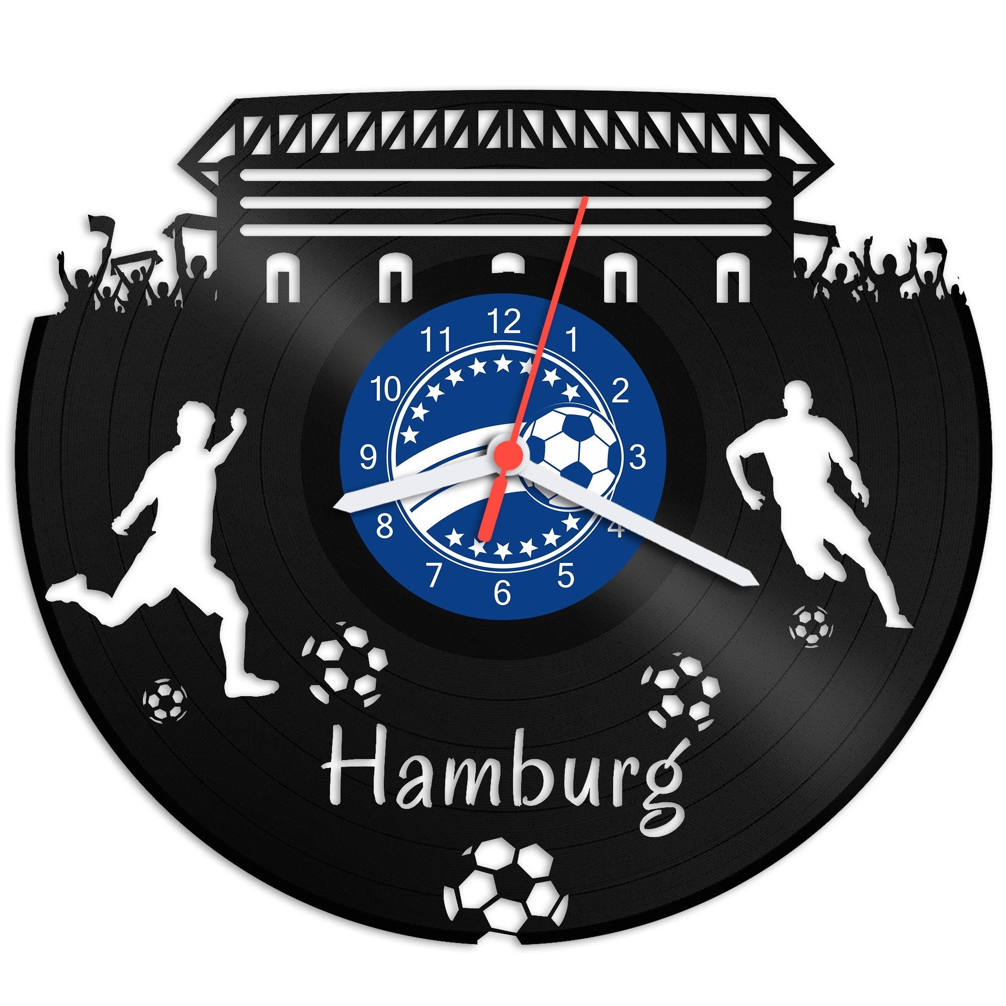 GRAVURZEILE Wanduhr Schallplattenuhr Hamburg - 100% Vereinsliebe - Fußball günstig online kaufen