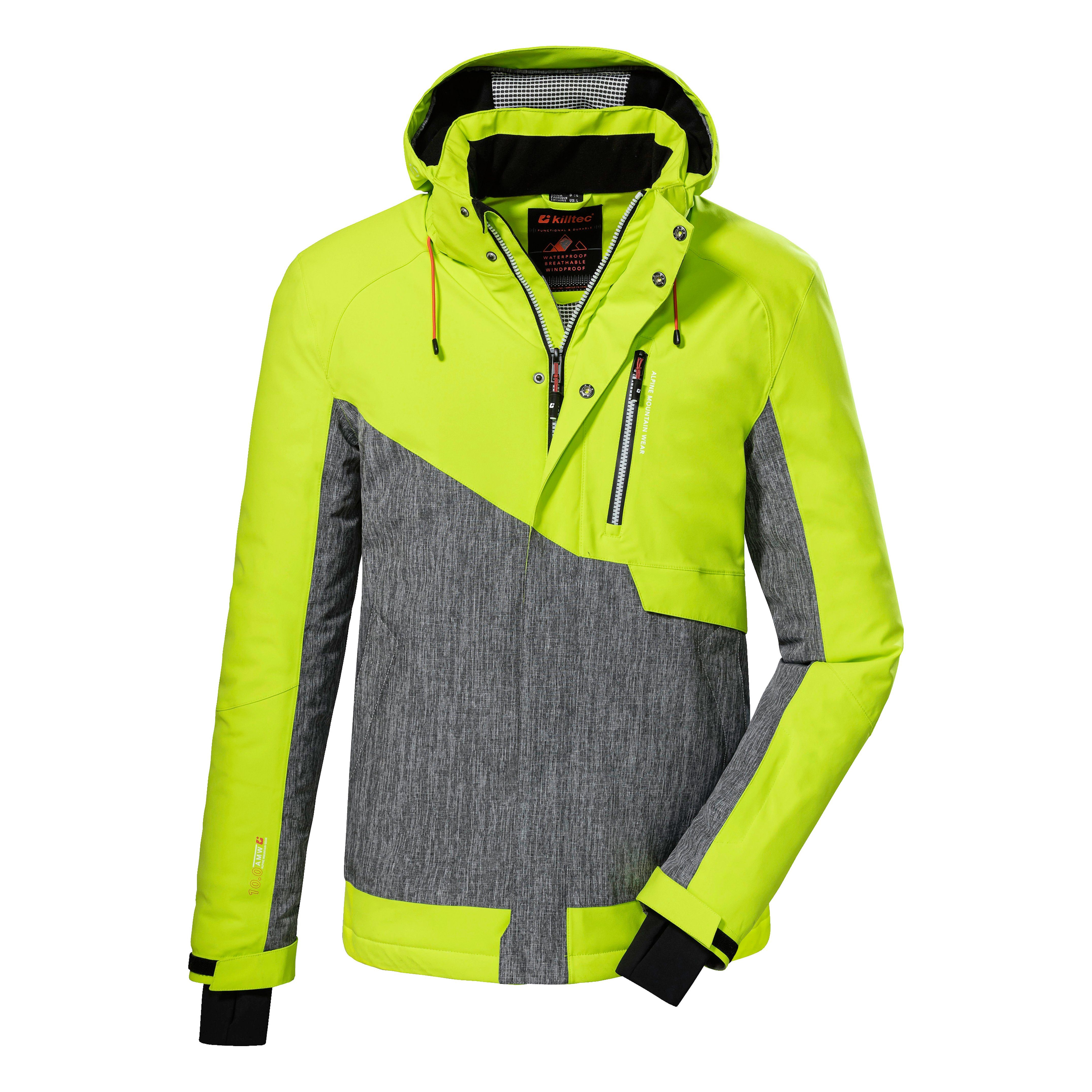 melange Skijacke Killtec Kapuze, green-anthra MN SKI spring mit und Windfang abnehmbarer Schnee- KSW JCKT mit CS 42