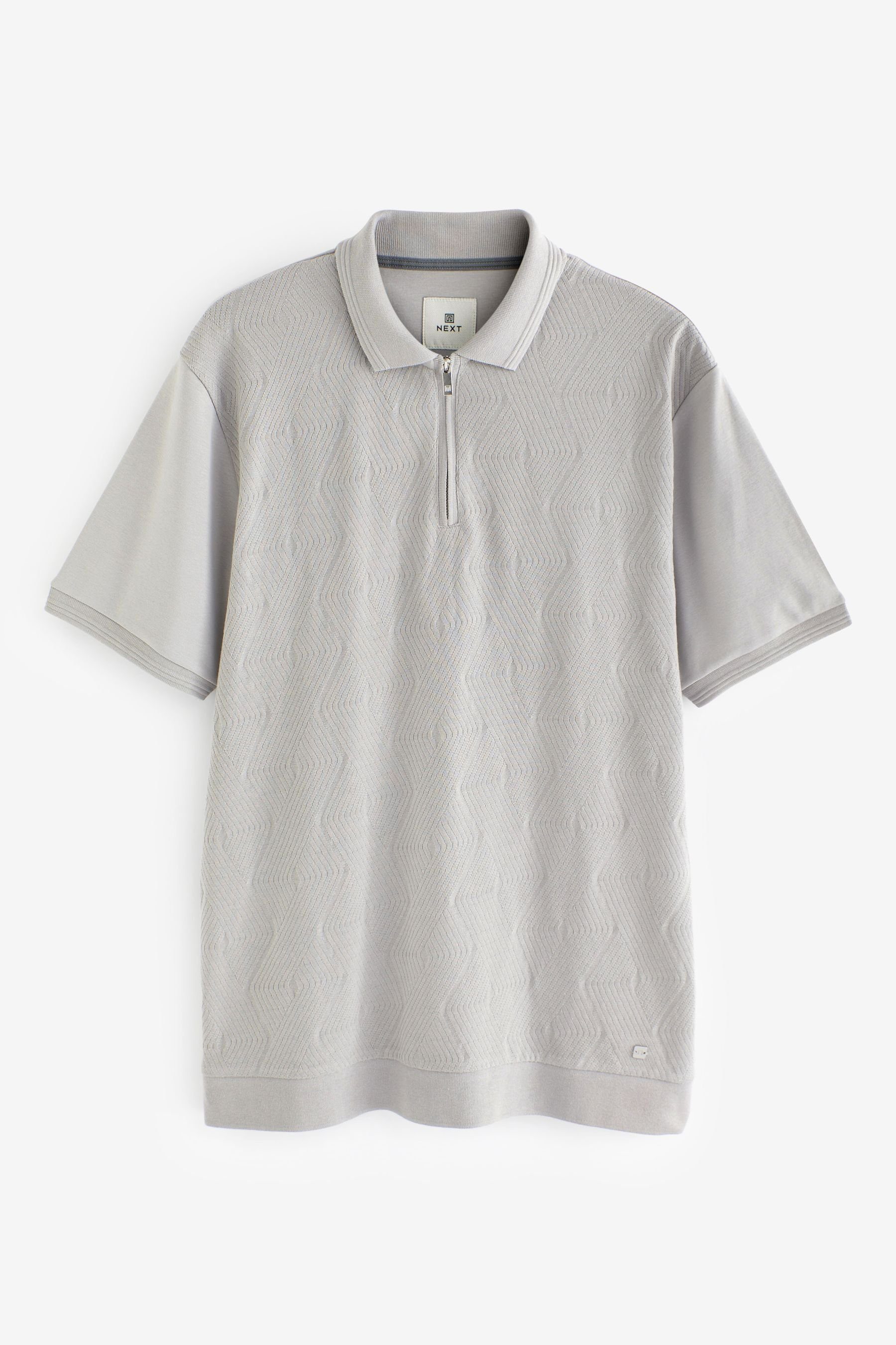 Polo-Shirt Next Poloshirt Grey (1-tlg) Strukturiertes