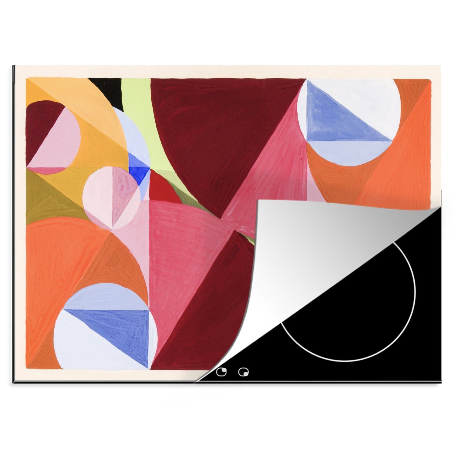 MuchoWow Herdblende-/Abdeckplatte Formen - Abstrakt - Kunst, Vinyl, (1 tlg), 70x52 cm, Mobile Arbeitsfläche nutzbar, Ceranfeldabdeckung