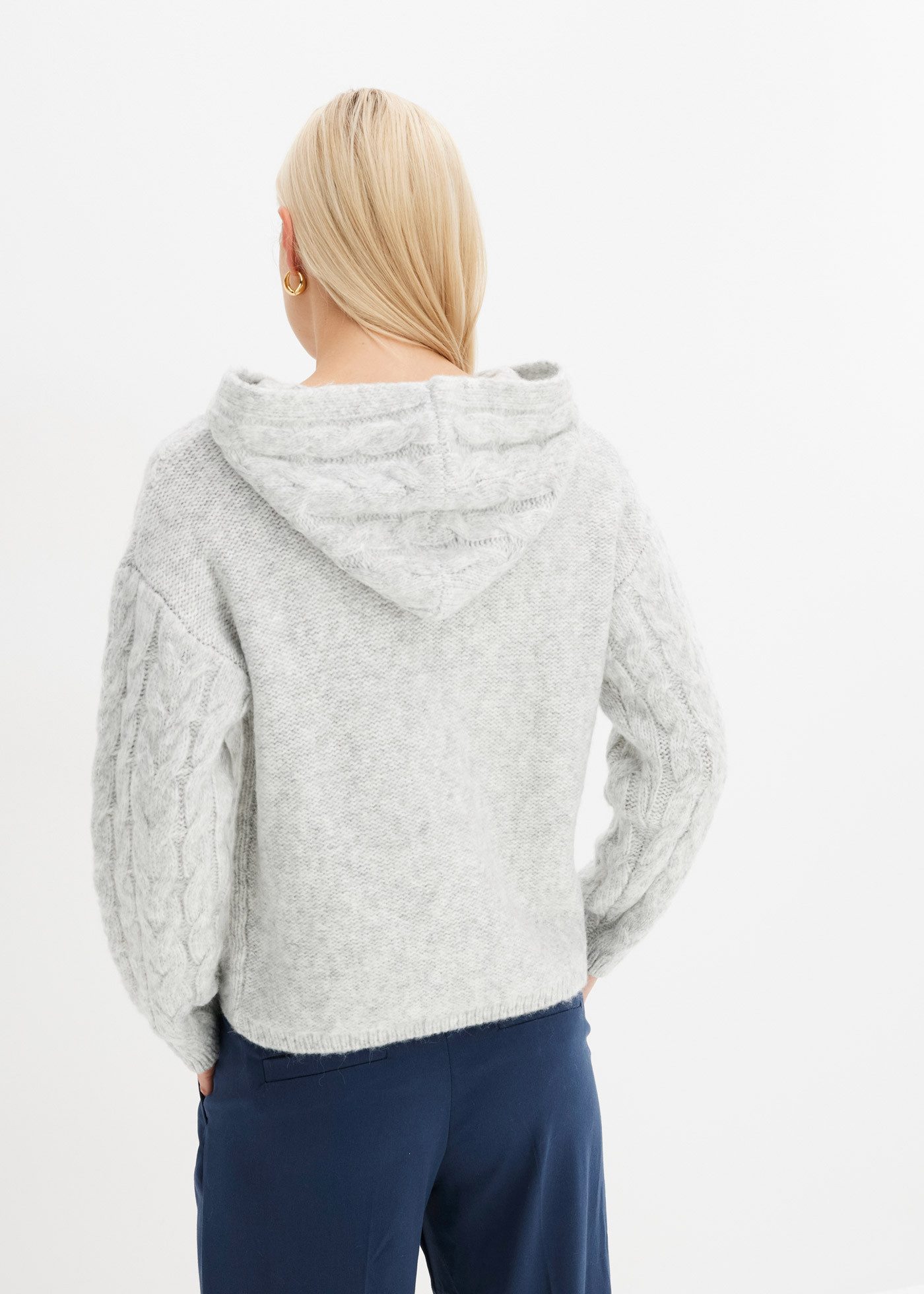 bonprix Strickpullover aus Polyester, Polyacryl, Polyamid und Wolle, mit Ka günstig online kaufen