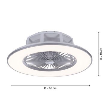 SellTec LED Deckenleuchte LED Deckenlampe Ventilator AIR, Fernbedienung, CCT RGB Farbwechsel, 1 x LED-Board/ 35Watt, warmweiß - kaltweiß, 3 Stufen, dimmbar, Fernbedienung CCT, Wohnzimmer