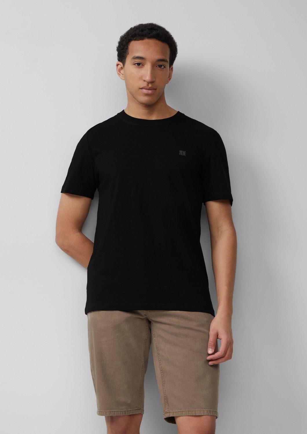 s.Oliver T-Shirt T-Shirt mit Flammgarnstruktur kurzarm, Rundhals, Logo günstig online kaufen