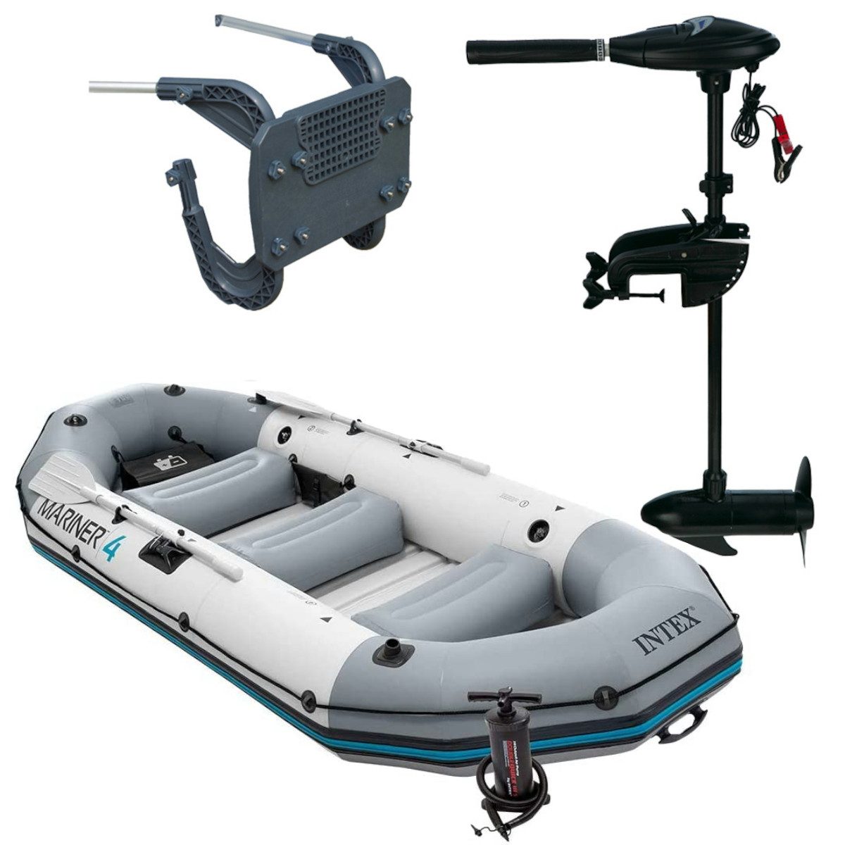 Intex Schlauchboot Schlauchboot Mariner 4 SET inkl. Außenbordmotor + Befestigung