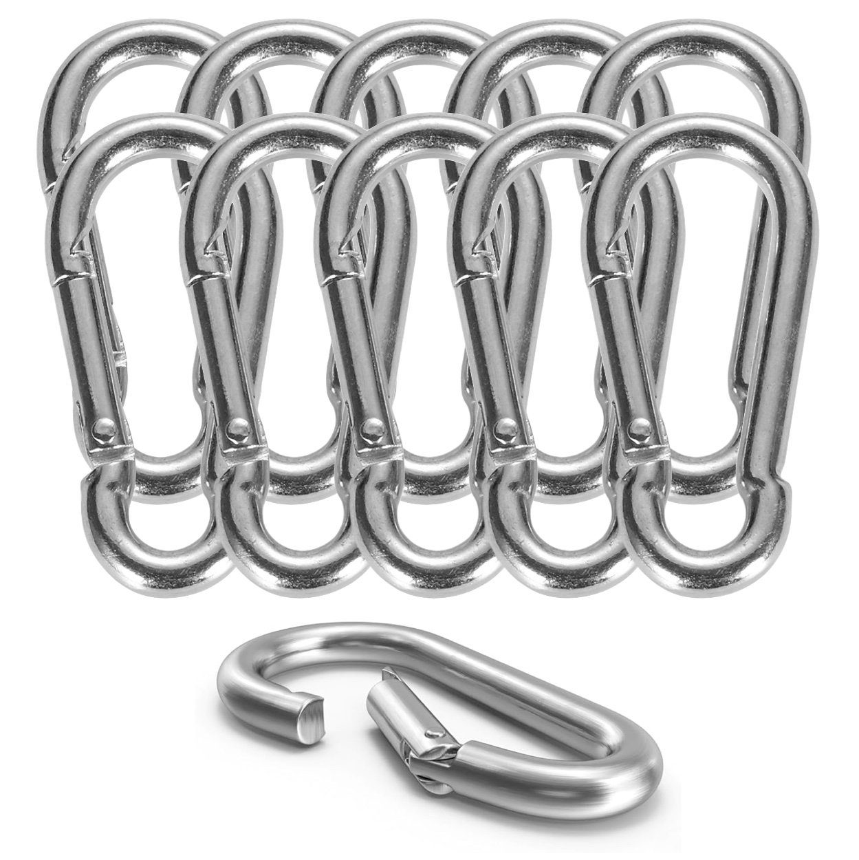 Karabiner 12x Karabinerhaken 55 mm - Schnapphaken Karabiner aus Aluminium