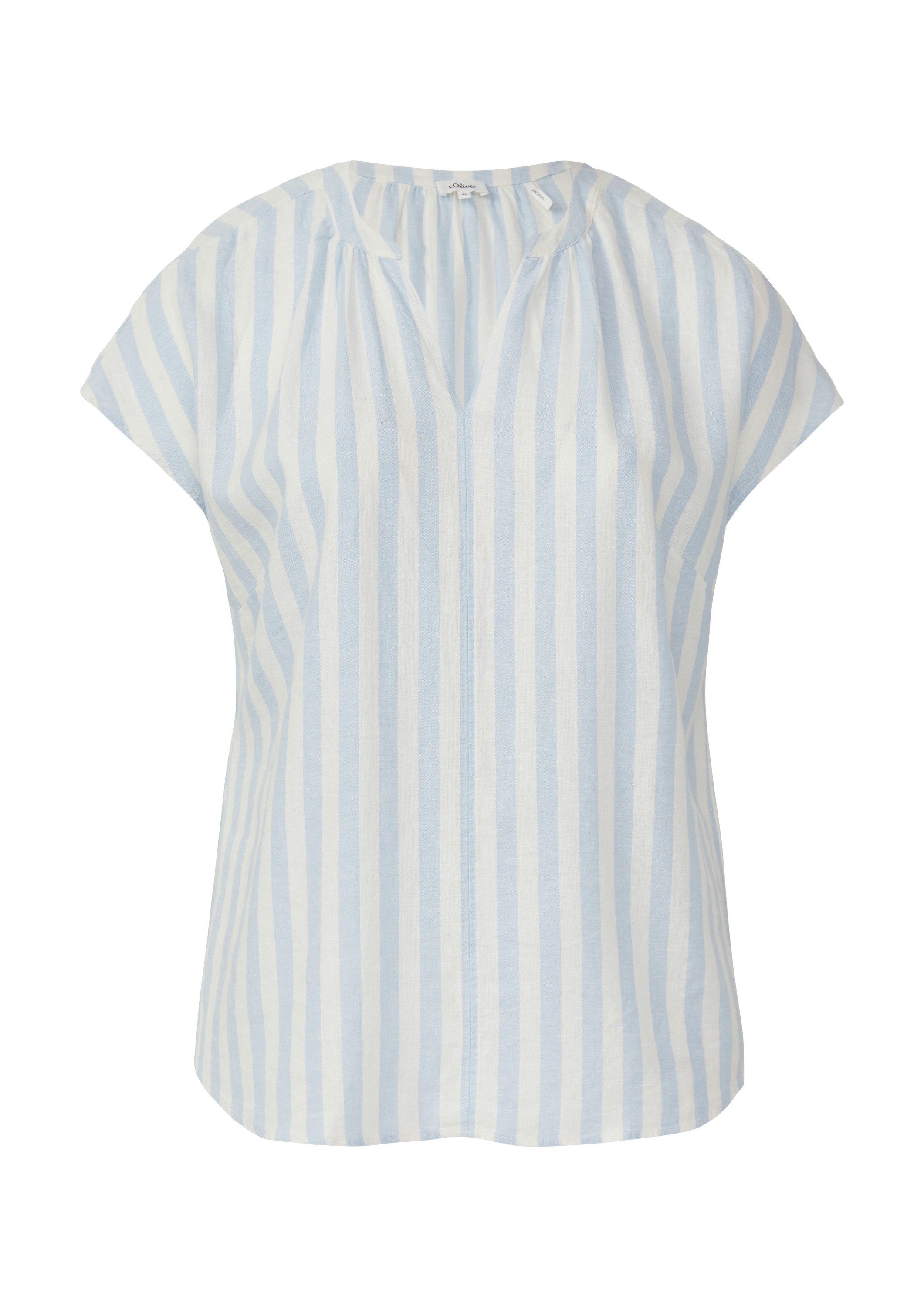 s.Oliver Kurzarmbluse Bluse Ärmellose Bluse aus Leinenmix im Relaxed Fit