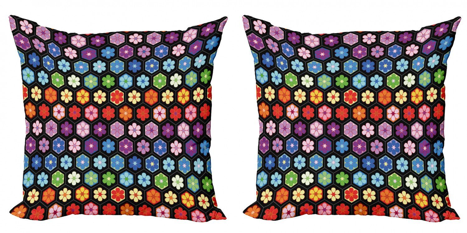 Kissenbezüge Modern Accent Doppelseitiger Digitaldruck, Abakuhaus (2 Stück), Blume Bunte Gänseblümchen-Blüten