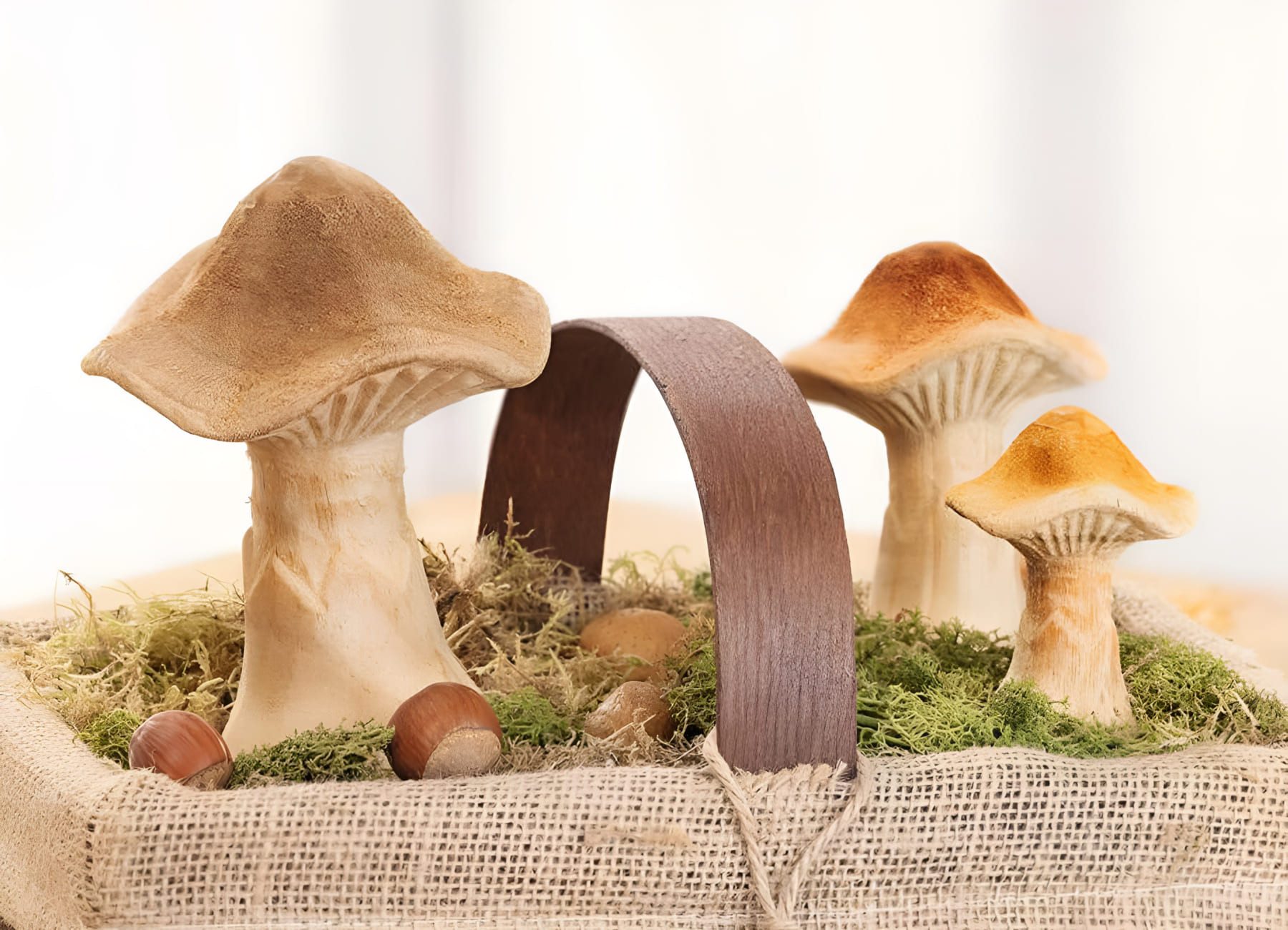 Dekoleidenschaft Dekofigur Pilz "Natural" aus Holz, große Dekopilze, Pilzset, Herbstdeko Pilze (3 St., im Set), Pilzdeko 7 10 14 cm hoch, Herbst Deko, Holzpilze
