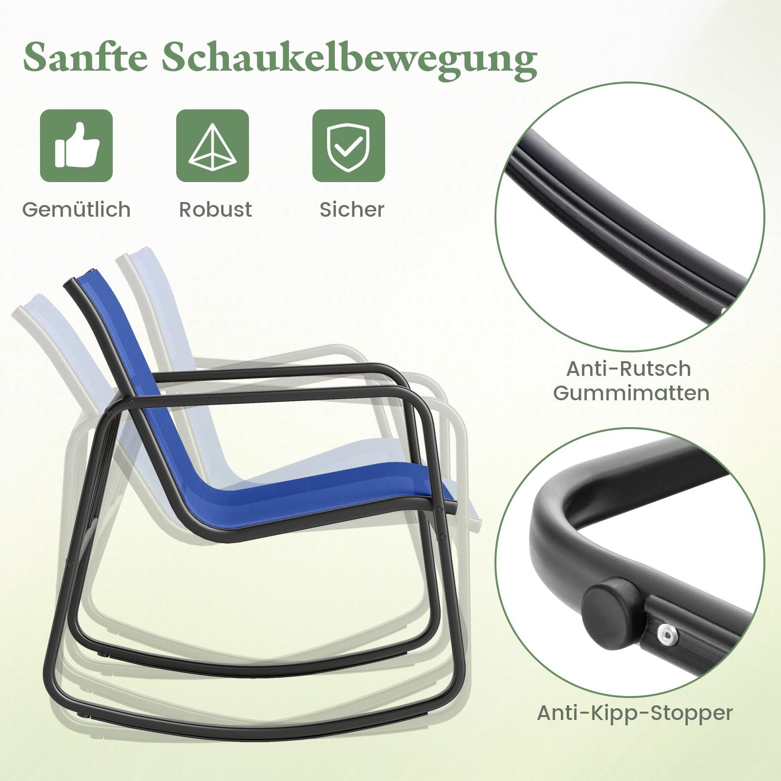 COSTWAY Sitzgruppe, (3-tlg), Balkonset mit 2 Schaukelstühle & Tisch