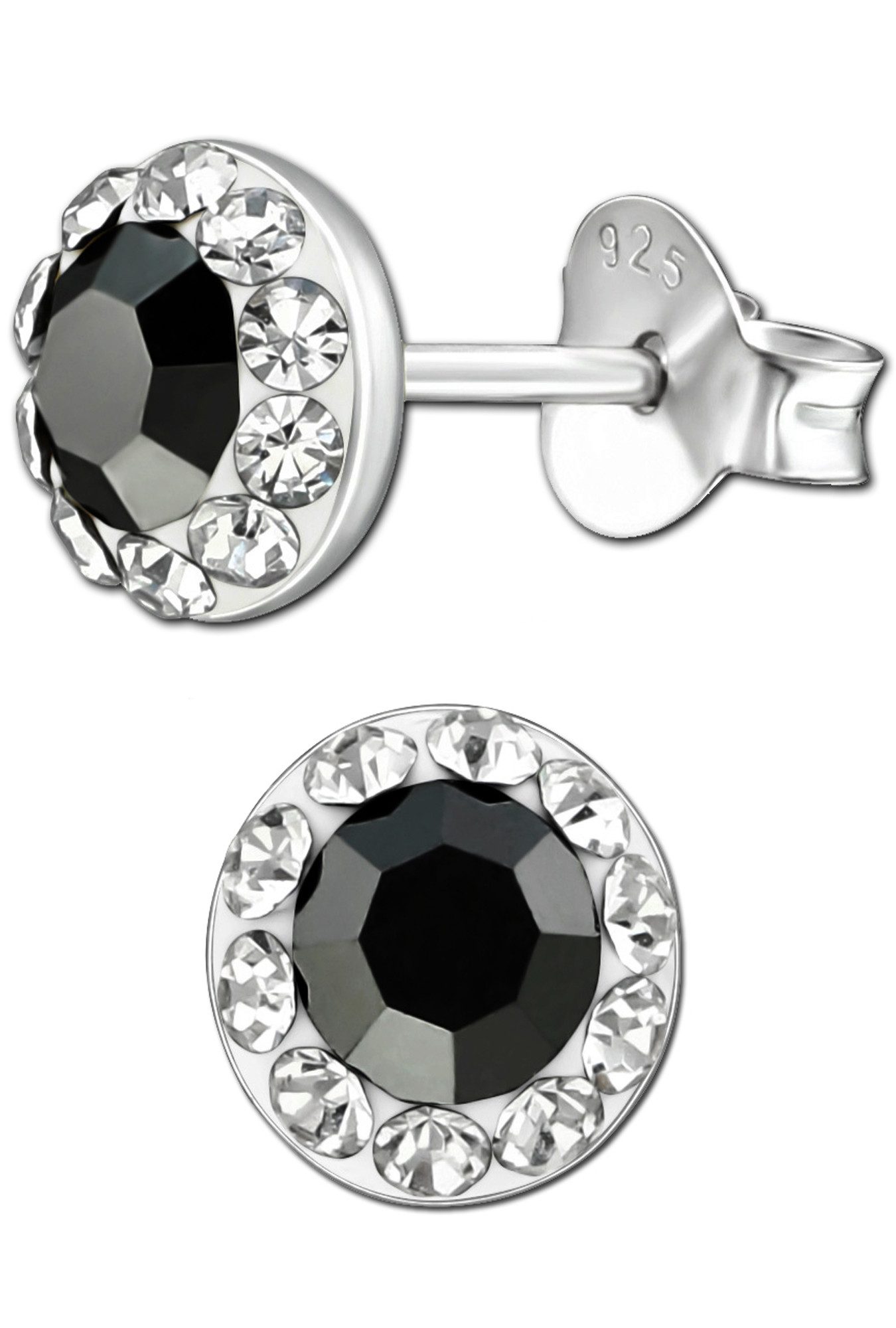 Limana Paar Ohrstecker Damen Ohrringe 925 Silber 6mm 8mm runde schwarze Dam günstig online kaufen