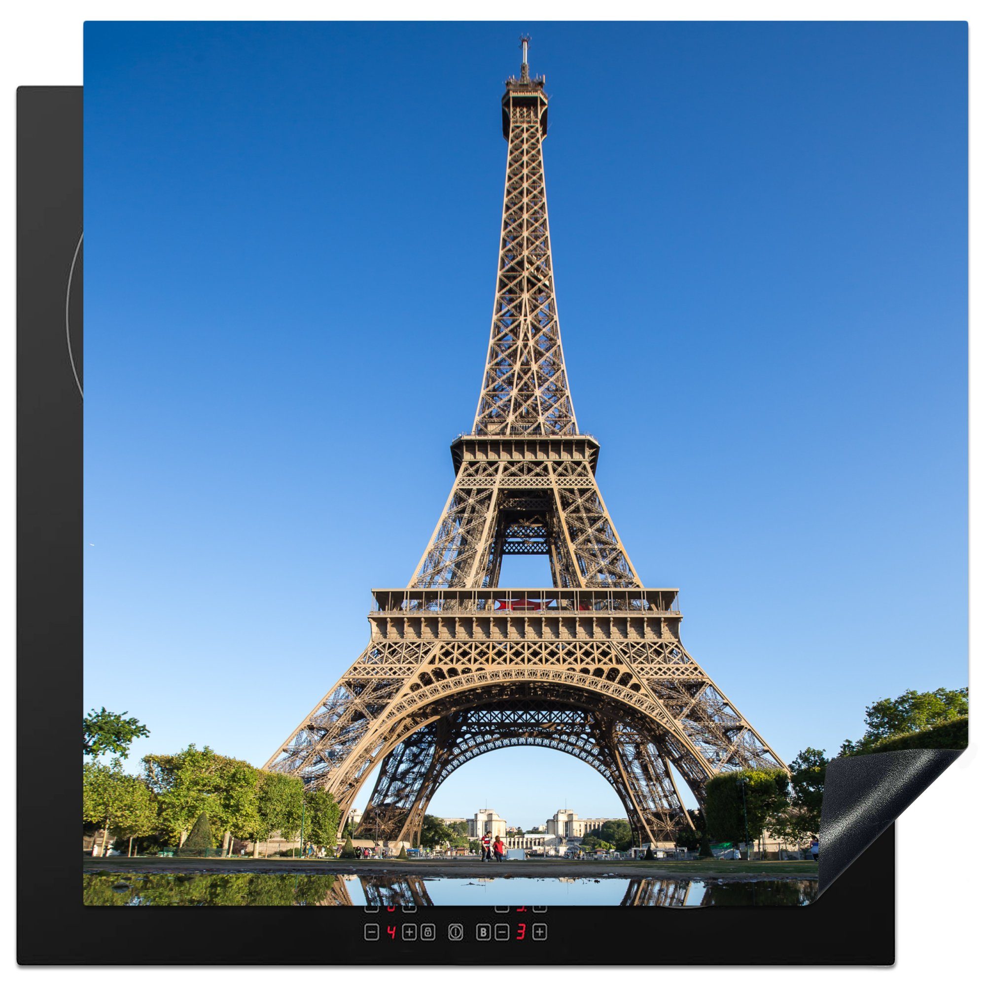 MuchoWow Herdblende-/Abdeckplatte Originalfoto des Eiffelturms in Paris, Vinyl, (1 tlg), 78x78 cm, Ceranfeldabdeckung, Arbeitsplatte für küche