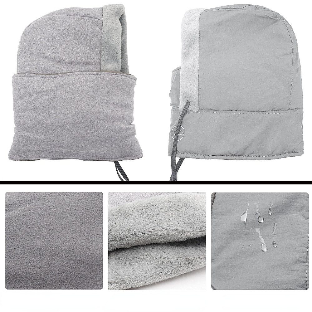 Blusmart Sturmhaube Winter Plüsch Warme Mütze mit Schal (Sturmhaube Mütze und Schal Set, Wasserdicht Winddicht Gesichtskapuze) Für Outdoor-Sportarten, integrierte Kapuze