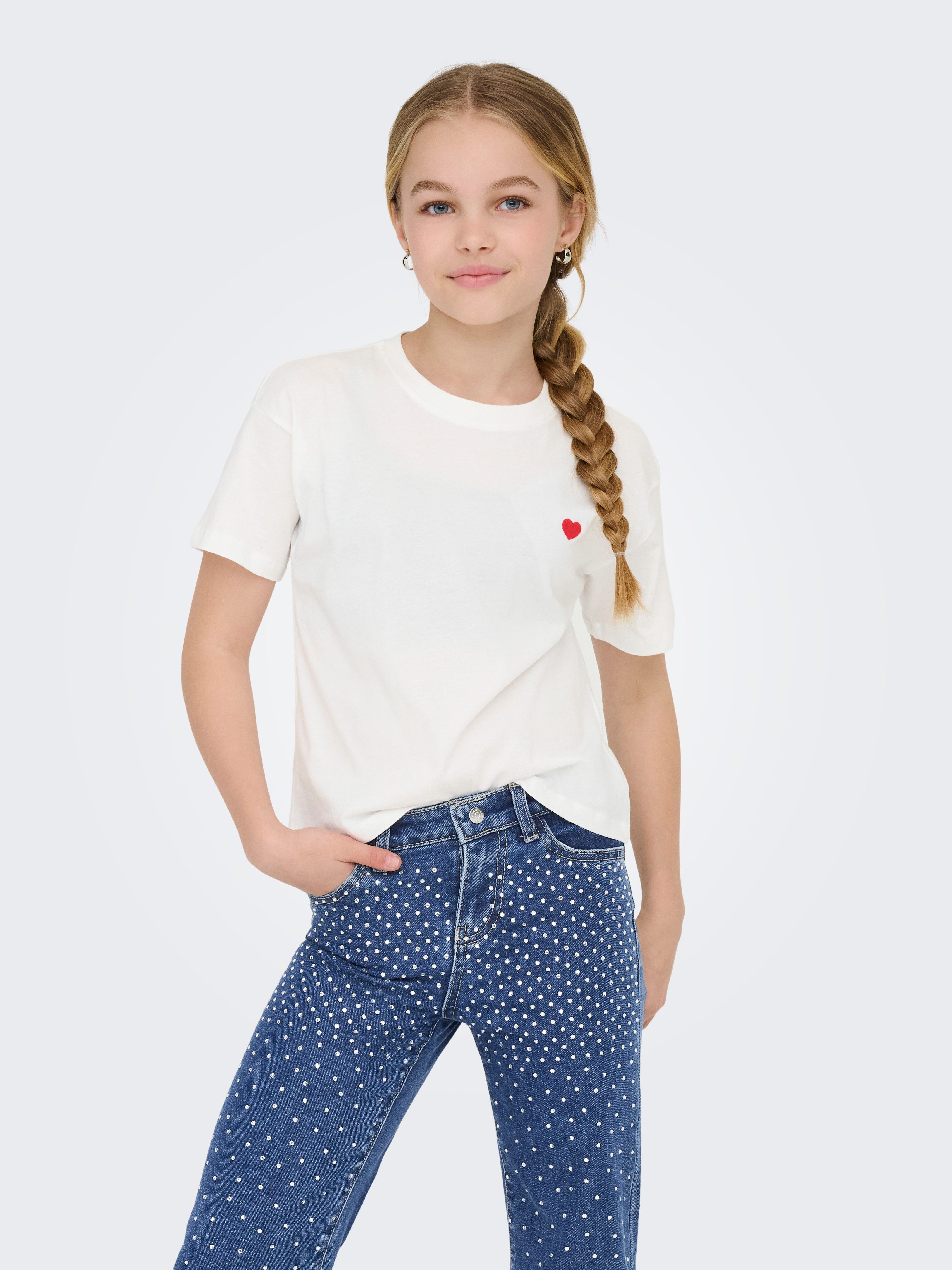 KIDS ONLY Kurzarmshirt KOGMAIKEN LIFE CROPHEART SS TOP JRS NOOS mit kleinem Herzchenmotiv auf der Brust