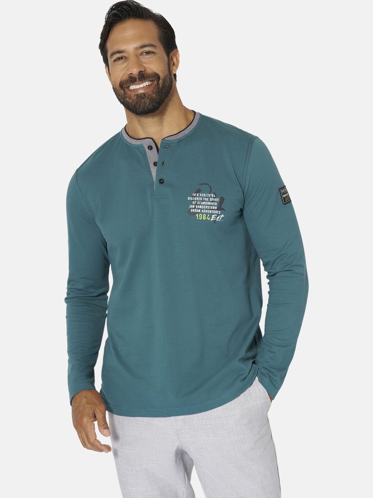Jan Vanderstorm Langarmshirt KESTER mit Henley-Ausschnitt