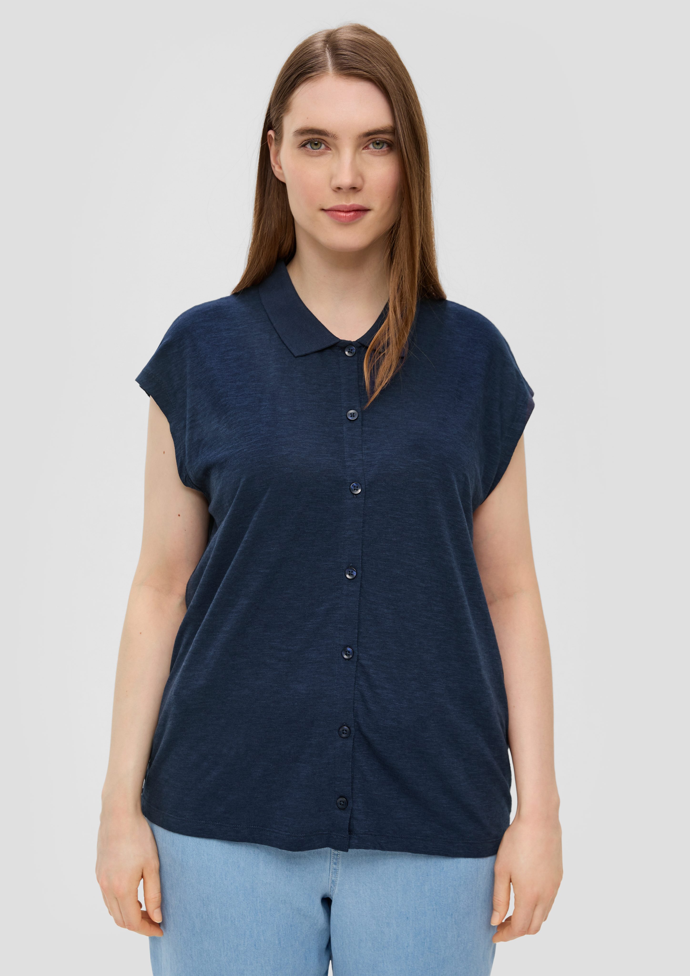 s.Oliver Kurzarmshirt T-Shirt mit Knopfleiste und günstig online kaufen