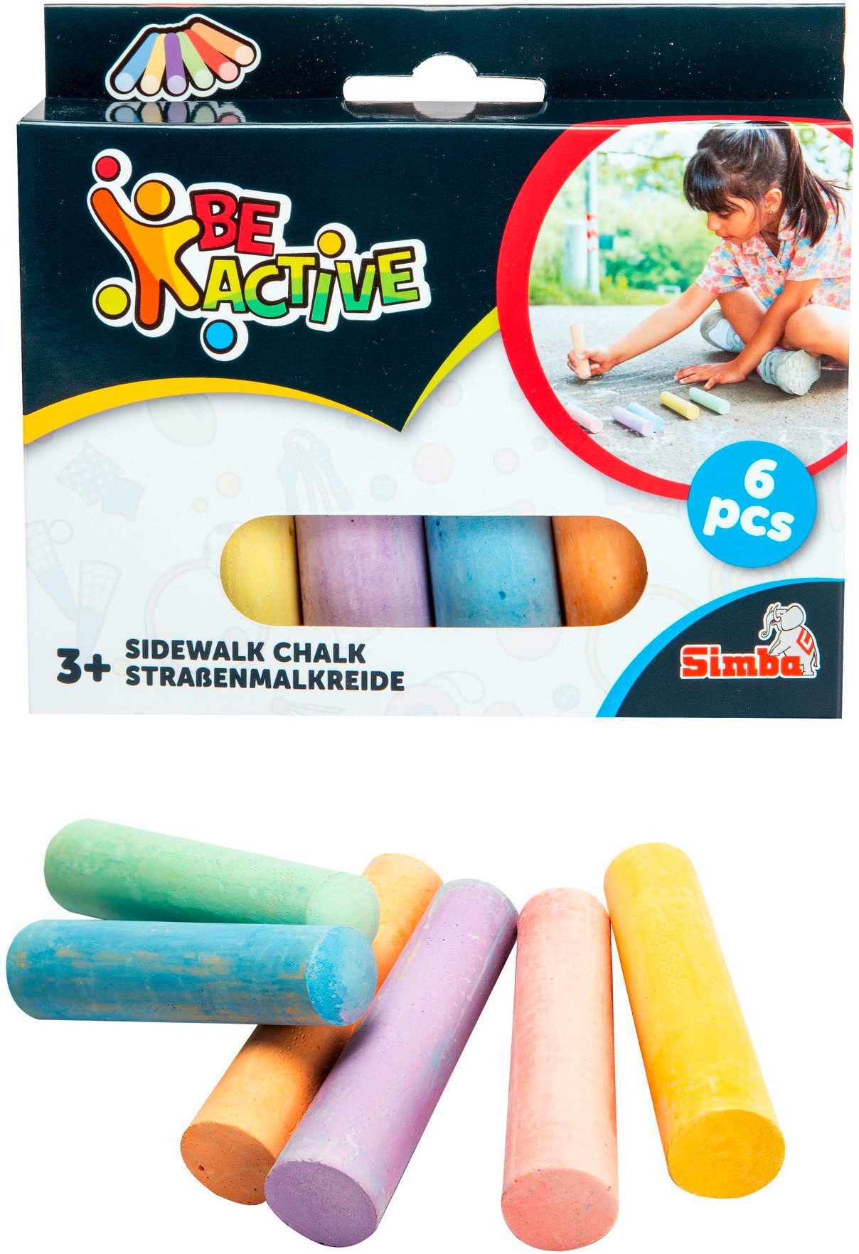 SIMBA Malkreide Outdoor Straßenmalkreide Be Active 6 Stück 106336212