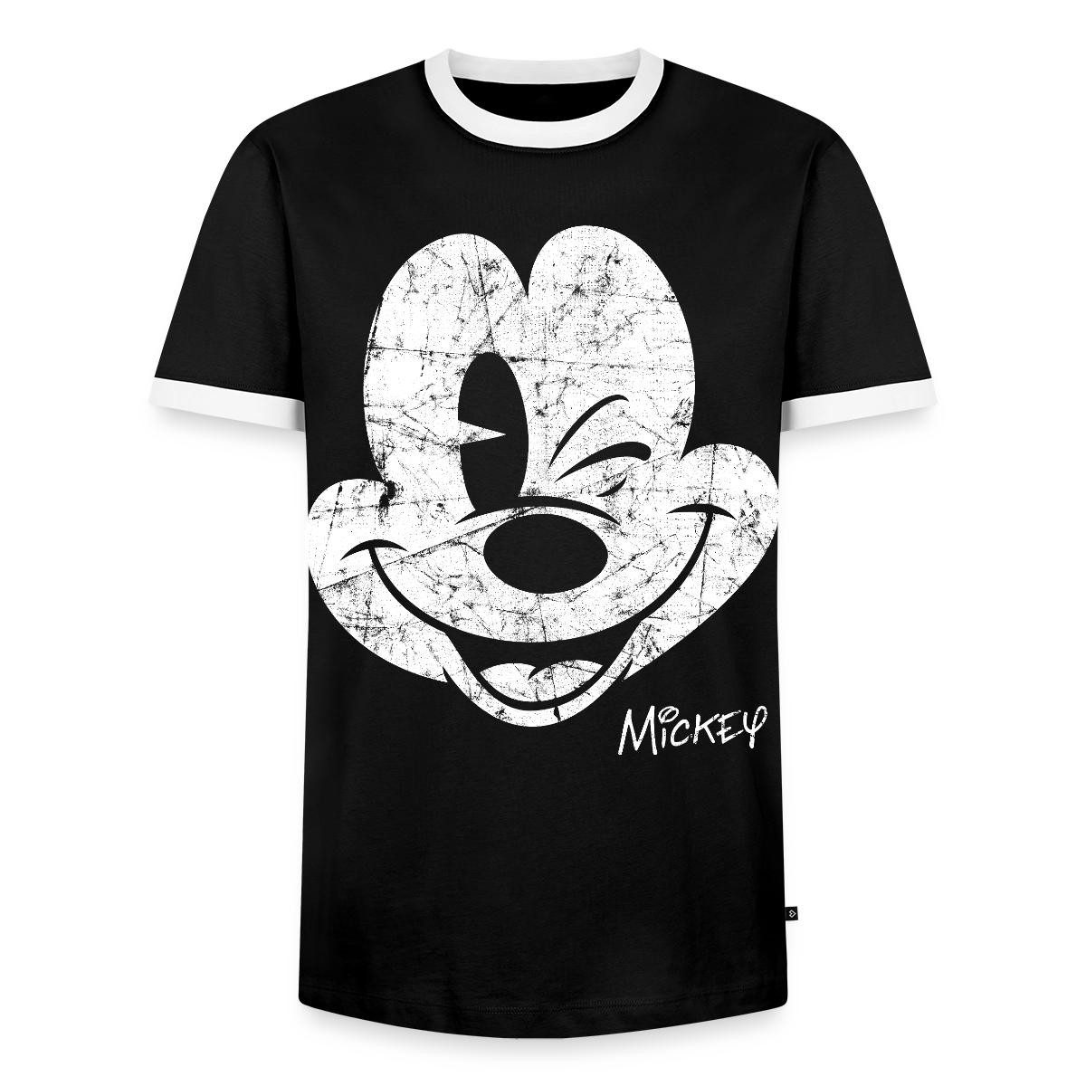 Spreadshirt T-Shirt Mickey & Minnie Retro Mickey Mouse Zwinkernd Männer Kontrast T-Shirt (1-tlg)