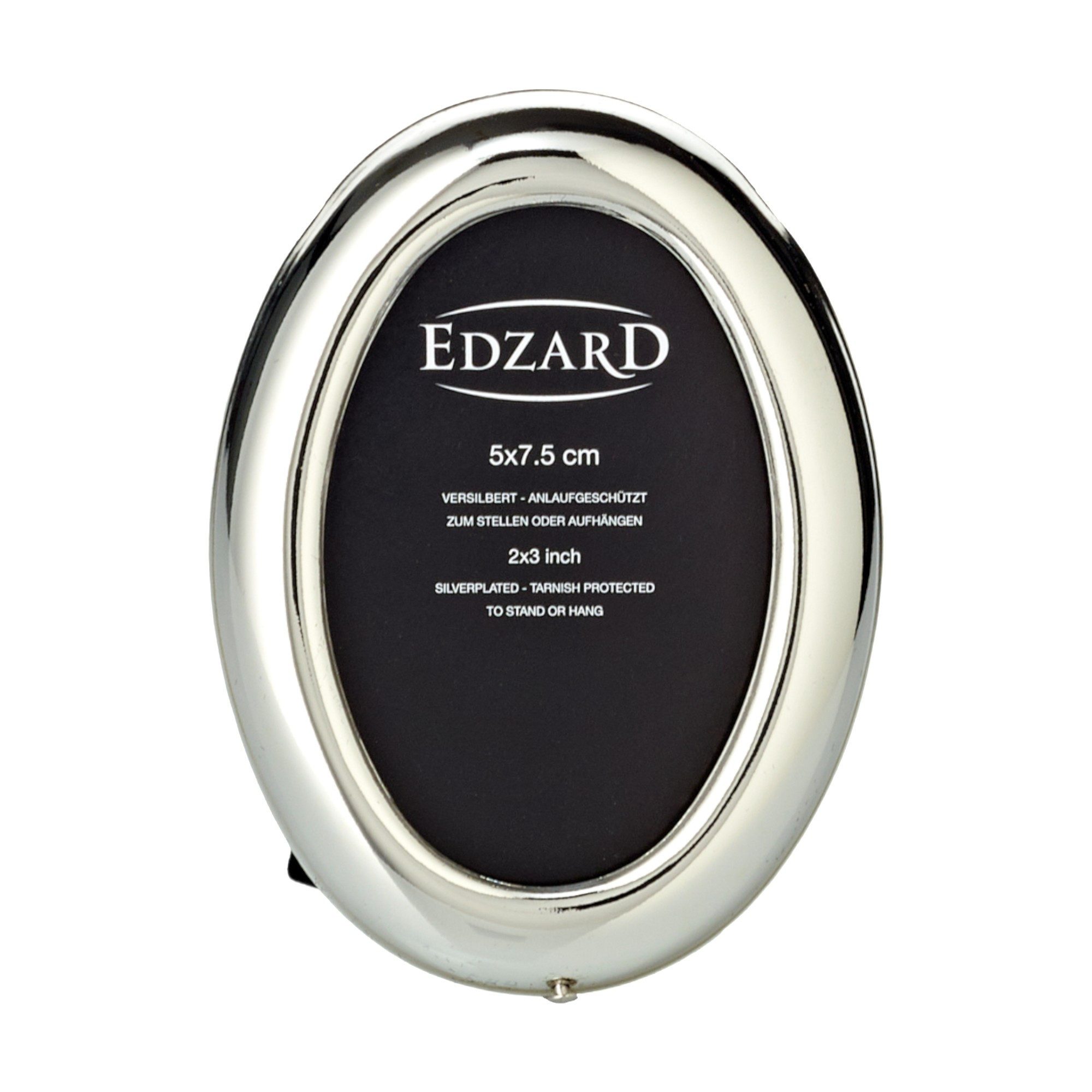 EDZARD Bilderrahmen Oval, (5x7,5 cm), edel versilbert, anlaufgeschützt, Minirahmen