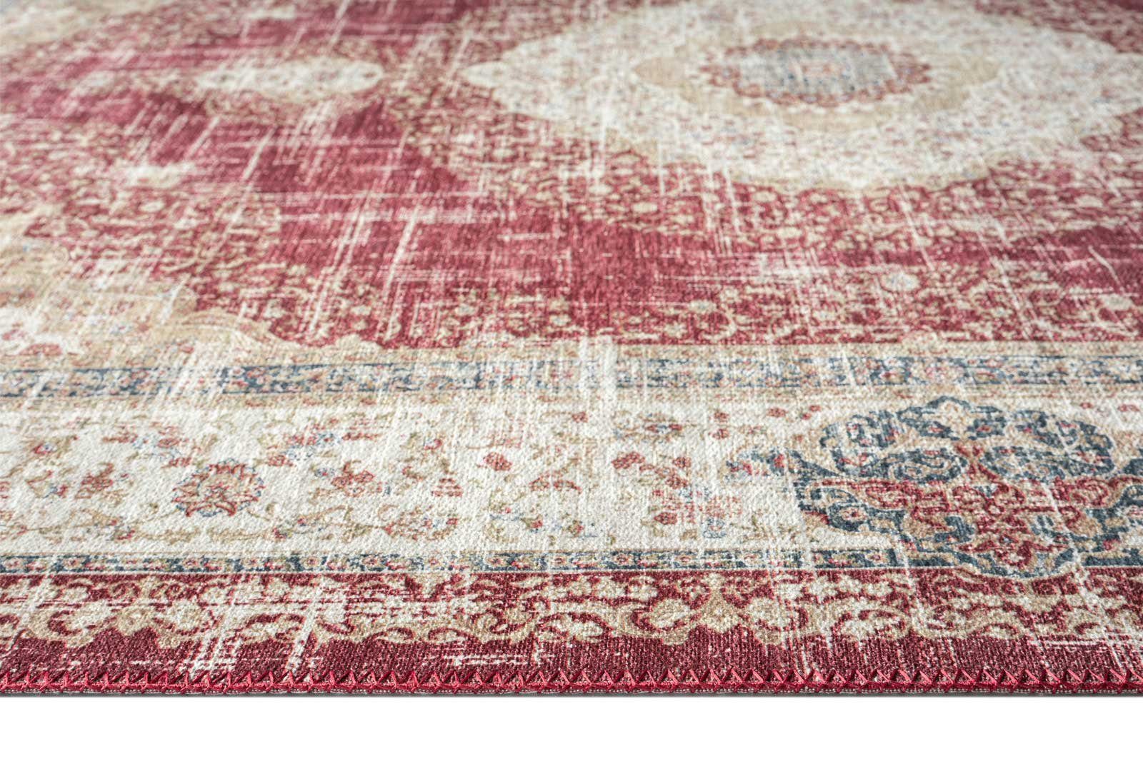 waschbar, Esszimmer Odessa Vintage 120x170 Kerman Teppich TaraCarpet, rechteckig, rot Teppich Wohnzimmer Design Schlafzimmer Höhe: Flachgewebe 1 mm, beige
