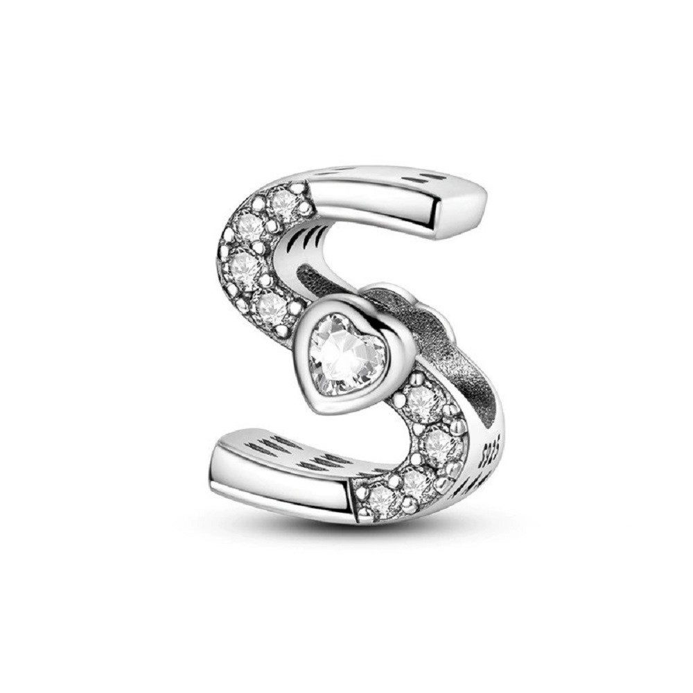 PANDACHARMS Charm Buchstabe Alphabet A-Z Block Buchstabe für Charm Armband, 925 Silber, Zirkonia – Bild 3 von 3