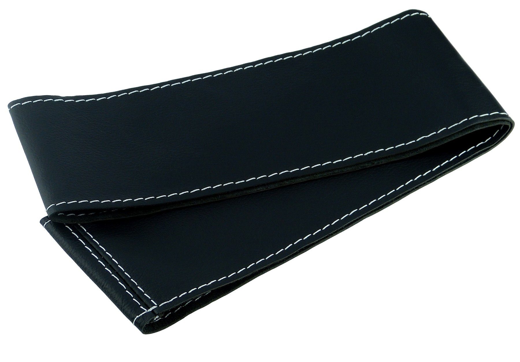 LECO Lenkradbezug Lenkradhülle Auto mit weißer Naht für verschiedene VW, Echtleder