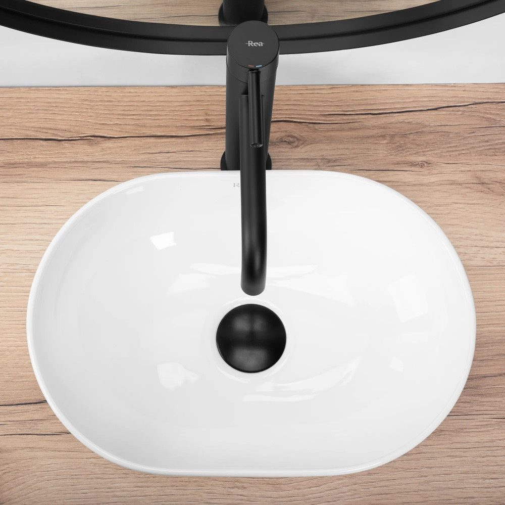 wohnwerk.idee Aufsatzwaschbecken Waschbecken Keramik Weiß Klein Gäste WC Gäste Bad Amelia – Bild 4 von 5