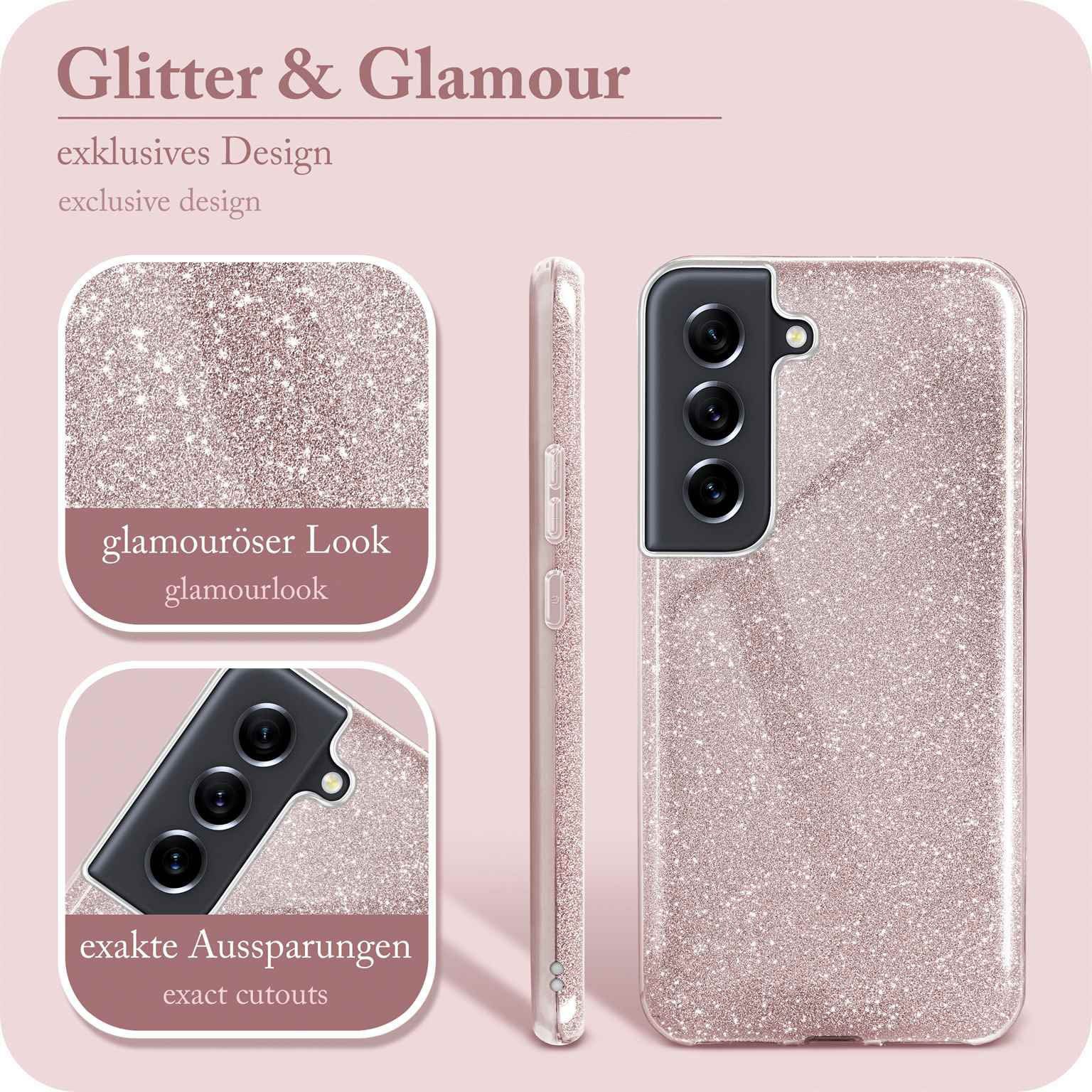 ONEFLOW Handyhülle für Samsung Galaxy S21 FE 5G Glitzer Hülle Glitter Case Rosa 6,4 Zoll, Hülle Glitzernd Dünne Schutzhülle mit Kameraschutz Frauen Glitzerhülle