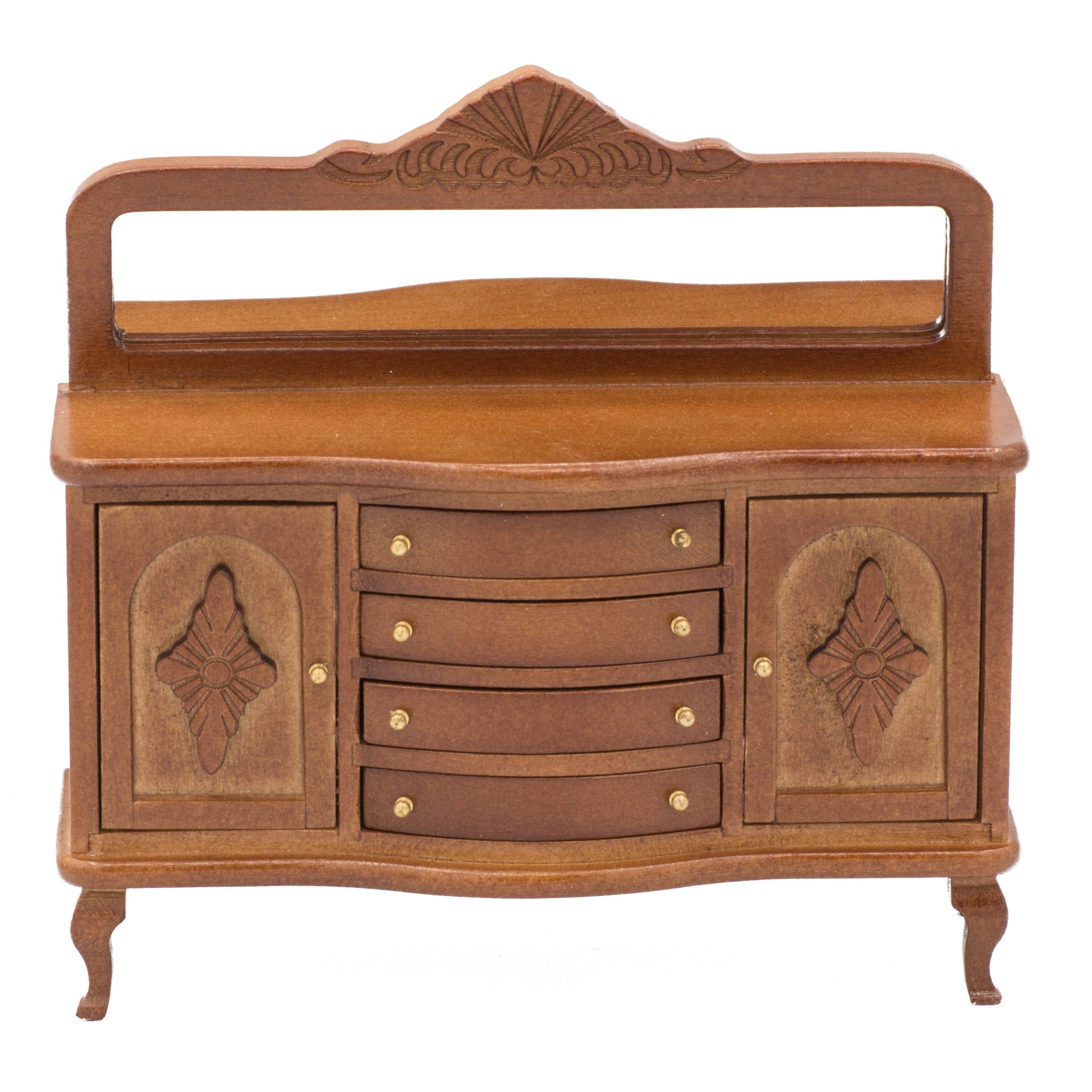 Streets Ahead Dollshouse Кукольная мебель Buffet Schrank mit Spiegel, verziert fürs Puppenhaus 13,5 cm Breite