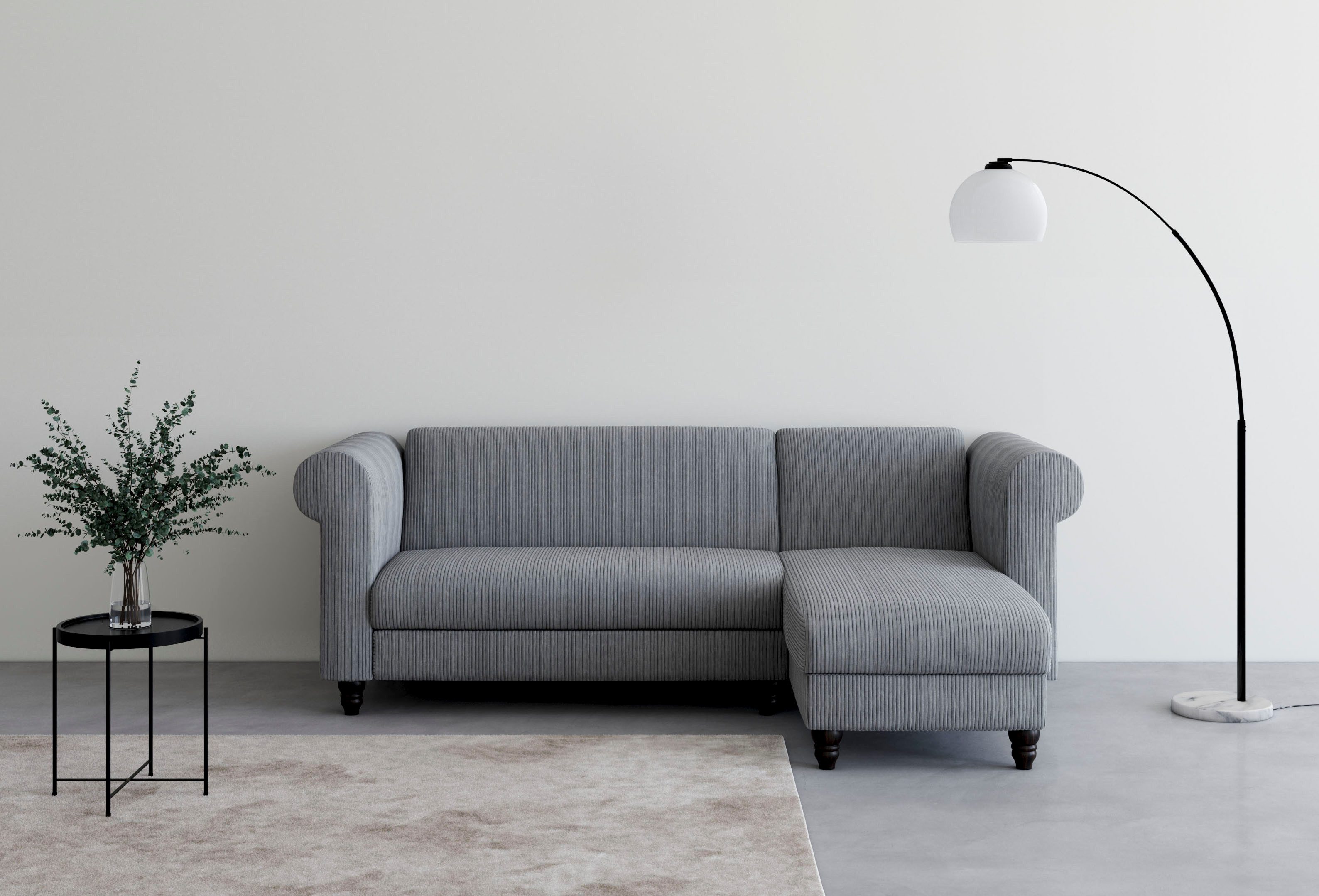 Dorel Home Ecksofa Felix II, L-Form, Schlafsofa 241cm (Liegefl. 108/195 cm), verstellb. Rückenlehne, Recamiere wechselbar, Cord