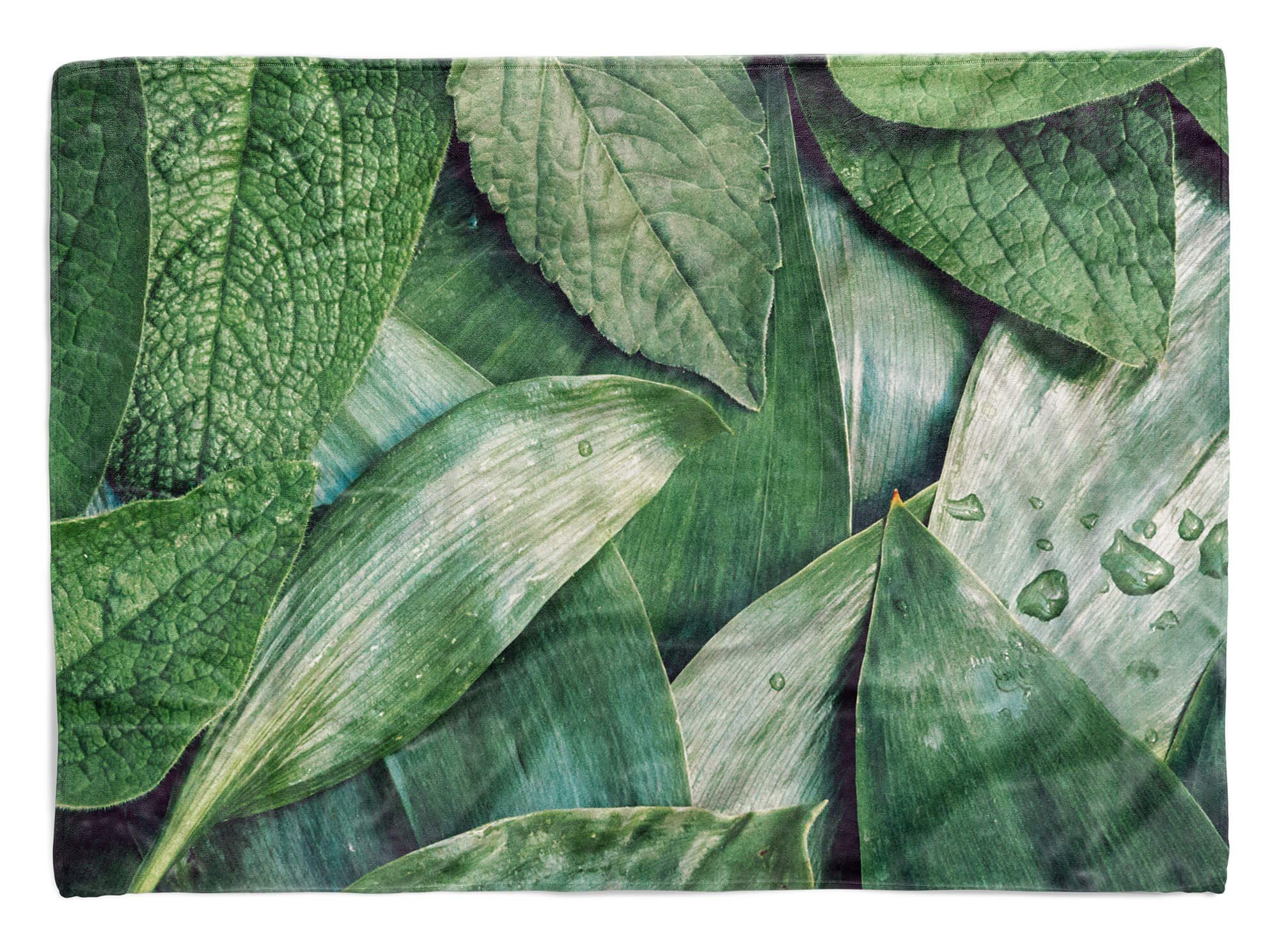 Sinus Art Handtücher Handtuch Strandhandtuch Saunatuch Kuscheldecke mit Fotomotiv Grüne Blätter Kuns, Baumwolle-Polyester-Mix (1-St), Handtuch
