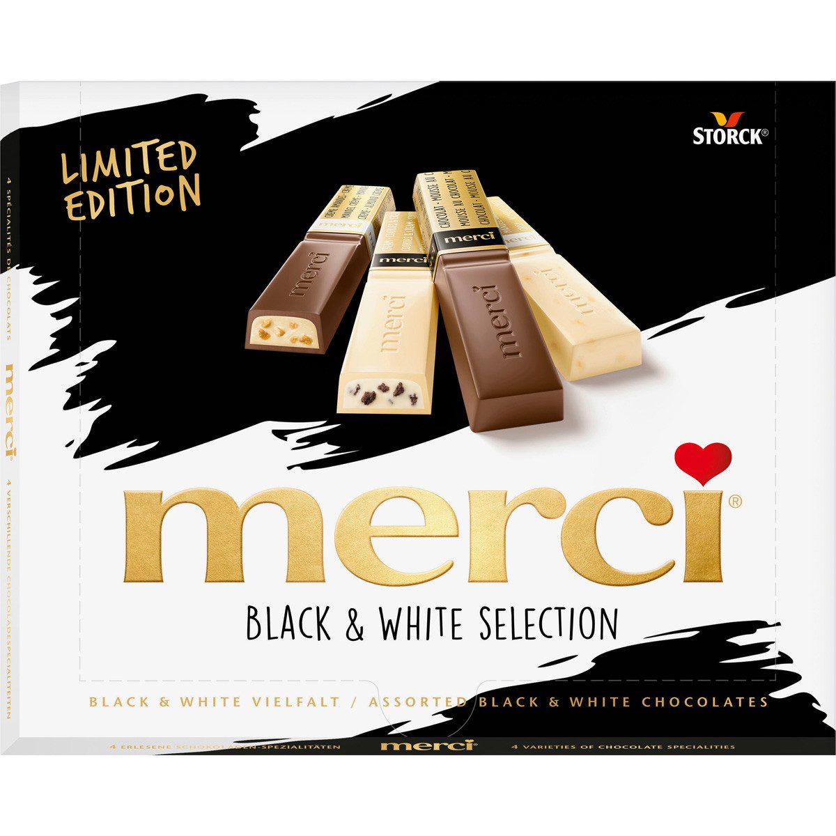 Merci Schokolade, merci Black und White Selection Schokoladen Spezialitäten 240g