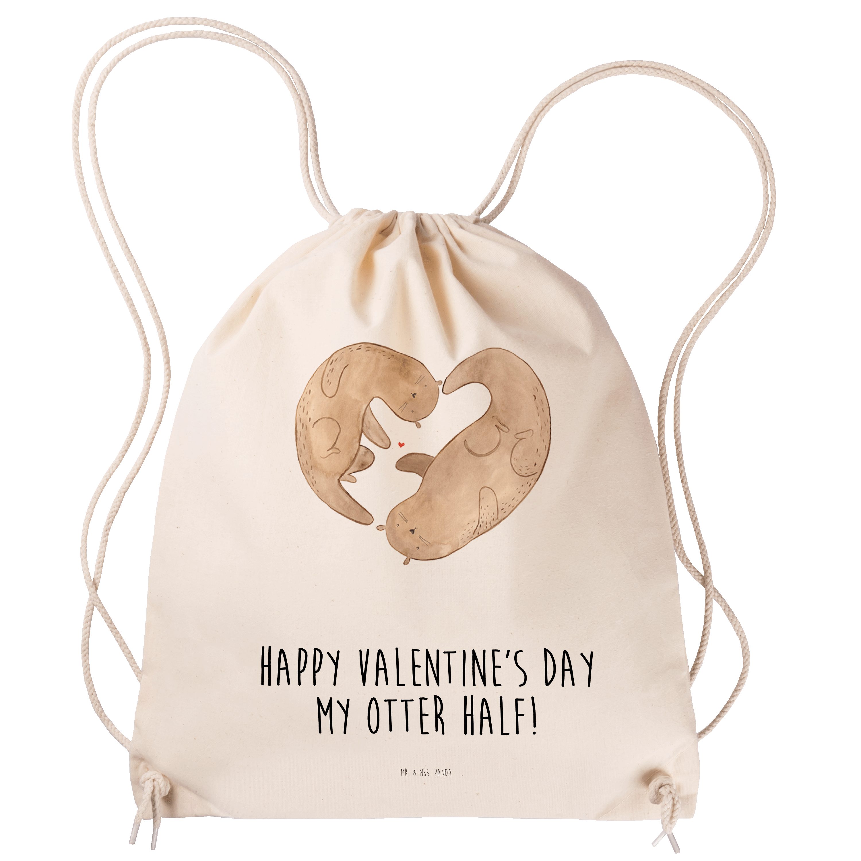 Mr. & Mrs. Panda Sporttasche Otter Valentine - Transparent - Geschenk, für Ehemann, Sportbeutel Ki (1-tlg)