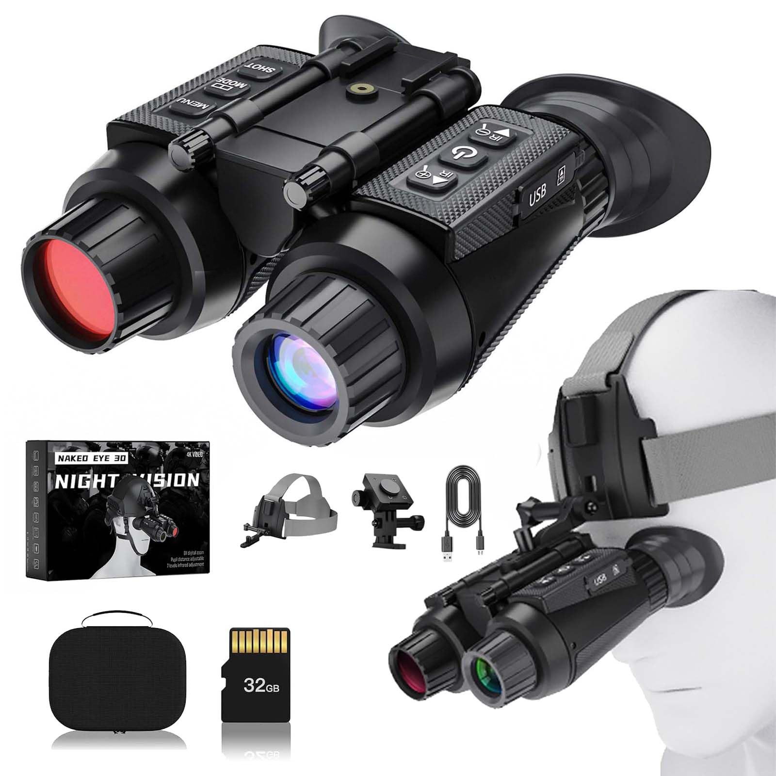 Mutig Nachtsichtgerät mit 3D-Vision-Effekt Infrarot Digital 8X Zoom Fernglas (Nachtsichtbrille Jagdfernglas für Erwachsene Nachtsicht & Tag Militär)