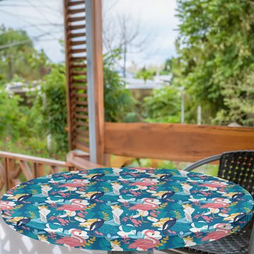 Abakuhaus Tischdecke Rundum-elastische Stofftischdecke, Exotisch Flamingo Birds Dschungel Plants