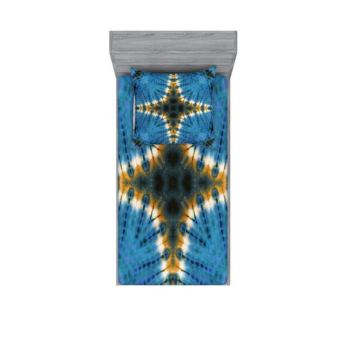 Bettwäsche bedrucktes 2-teiliges Bettwäscheset Abakuhaus Microfaser Blau Ikat-Muster