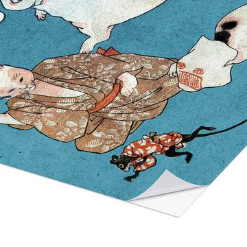 Posterlounge Wandfolie Utagawa Kuniyoshi, Sprichwörter illustriert von Katzen, Detail, Japandi Illustration