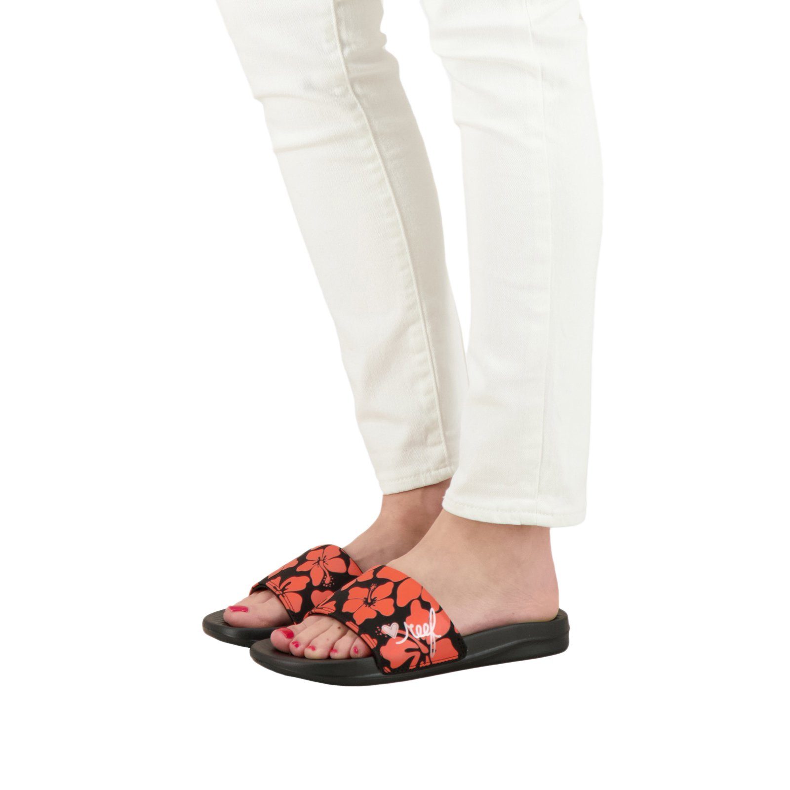 Reef Slipper One Anatomisch EVA geformtes Hibiscus Slide Fußbett,Leichte Sohle Sandale