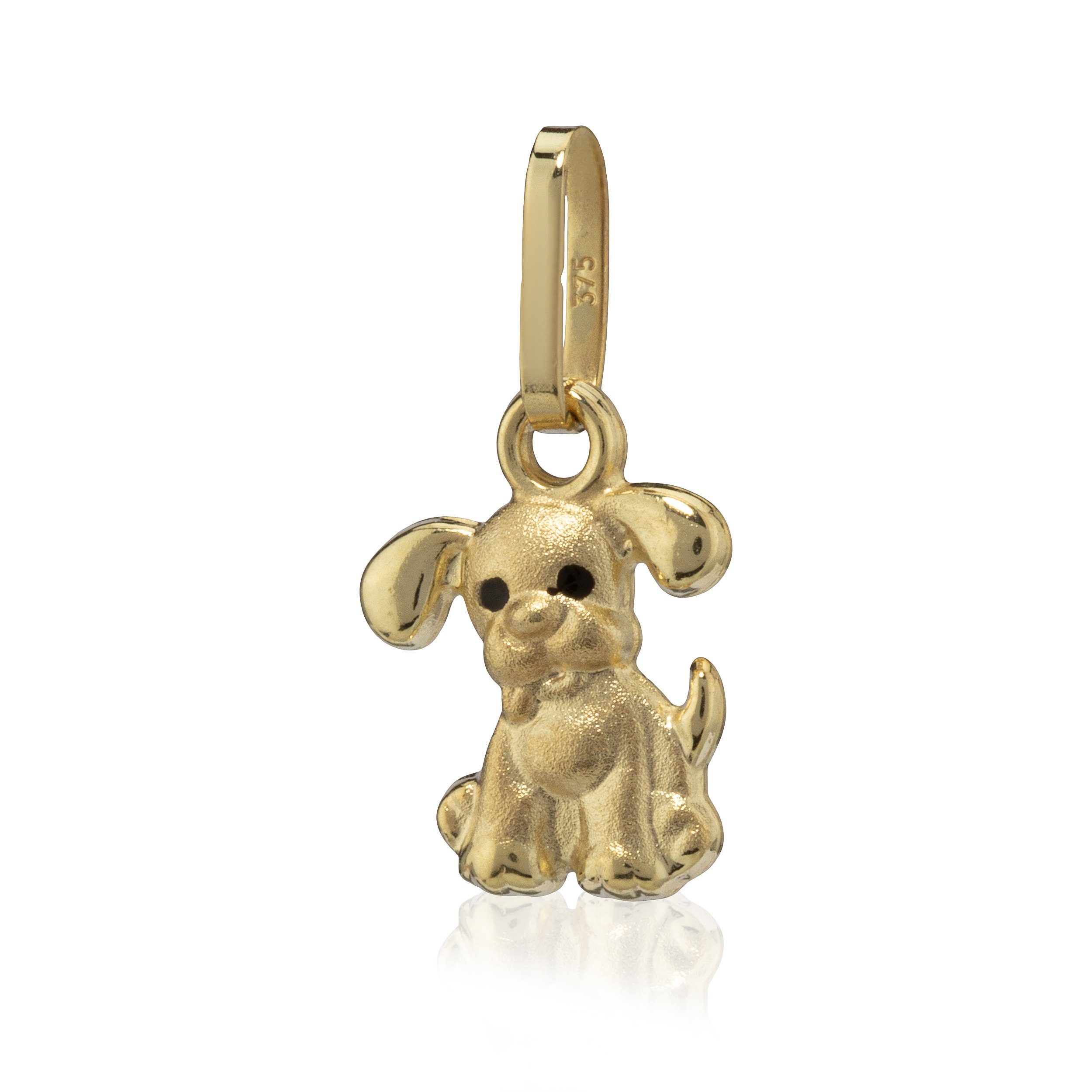 Kettenanhänger Kettenanhänger Hund klein 375 Gelb Gold 10,4mm Hun