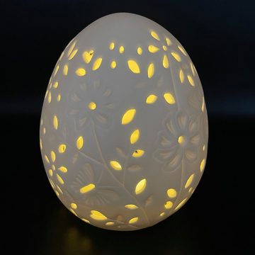 Online-Fuchs Osterei 3 LED Ostereier aus Keramik mit Timerfunktion - Deko Ostern (3tlg), Warmweiß oder Farbwechsel wählbar