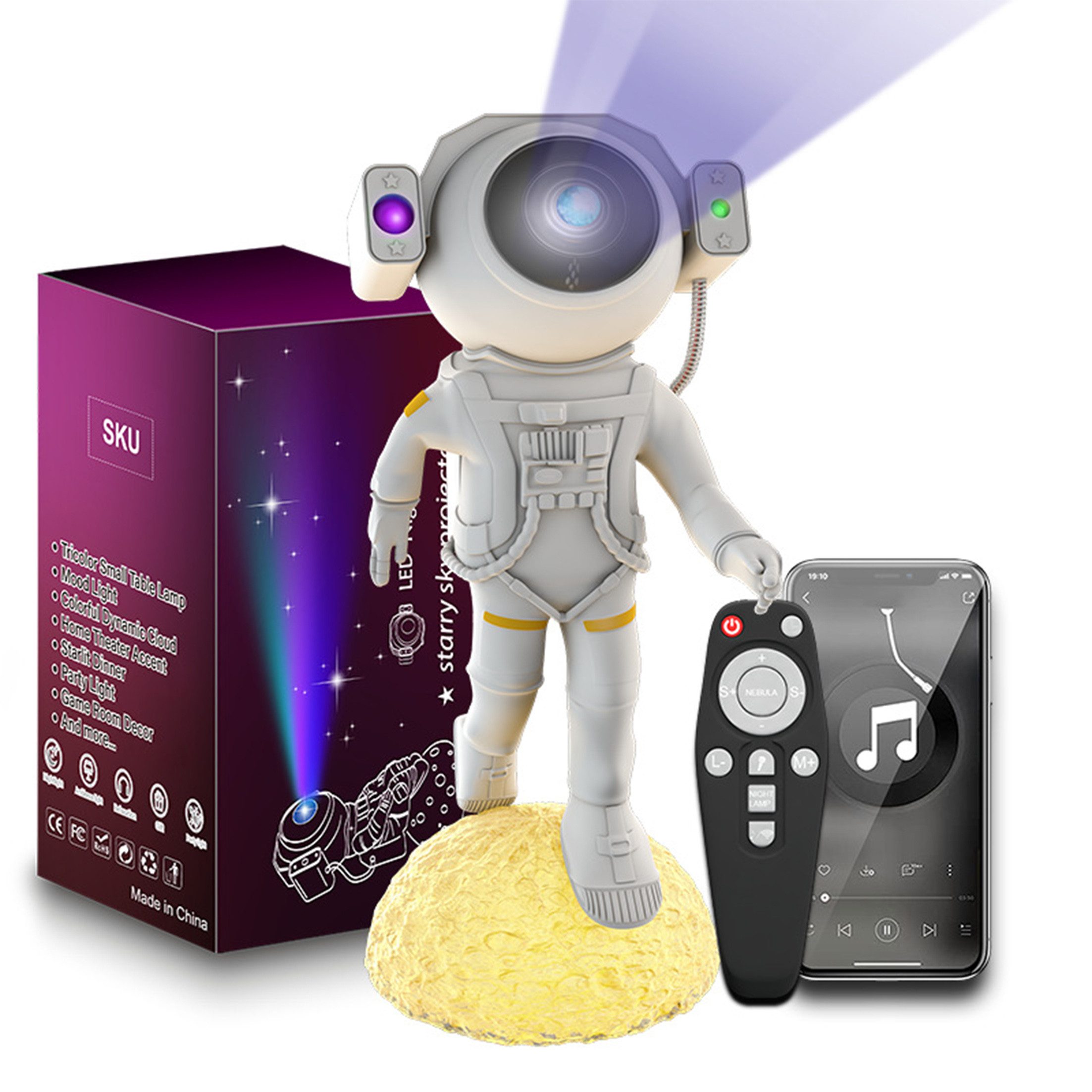 LANOR Projektionslampe Astronauten-Projektionslampe,Starry Light Projector,Nachtlicht, Fernsteuerung und Timerfunktion