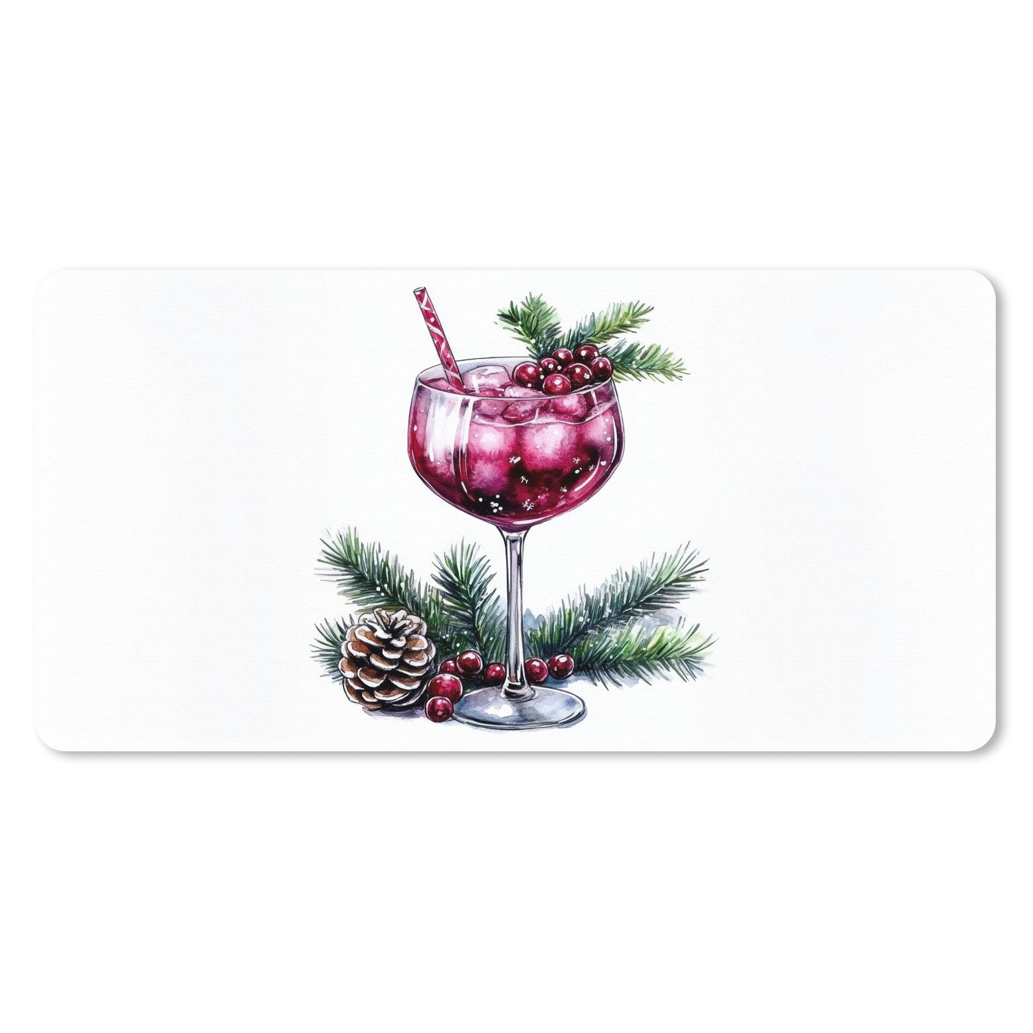 MuchoWow Mauspad Winter - Cocktail - Dekoration - Getränk - Weihnachten (1-St), Mousepad mit Rutschfester Unterseite, Gaming XXL, Großes, 120x60 cm